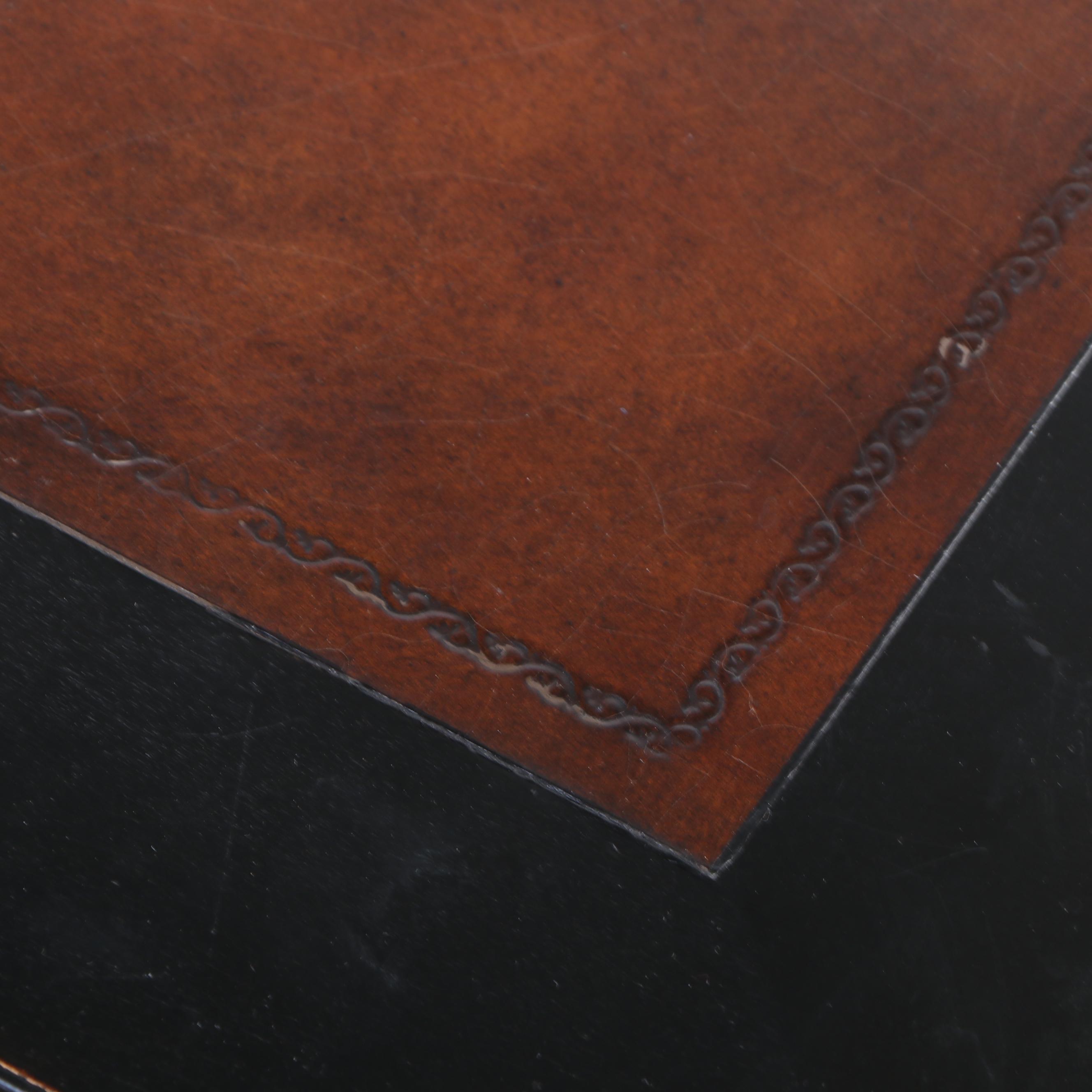 Hekman Leather Top Black Painted Wood Lateral Filing Cabinet