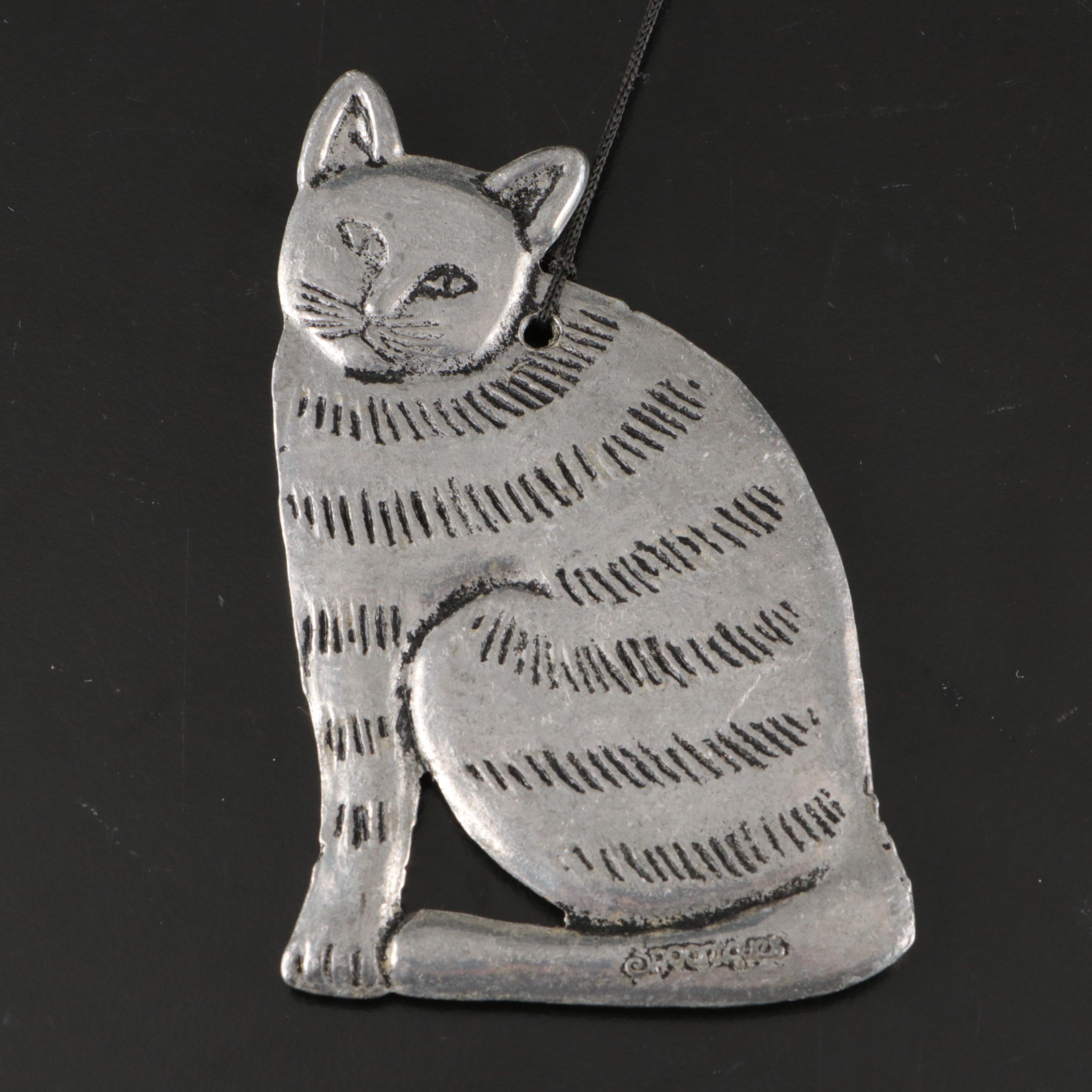 Spooniques Pressed Pewter Cat and Bell Wind Chime