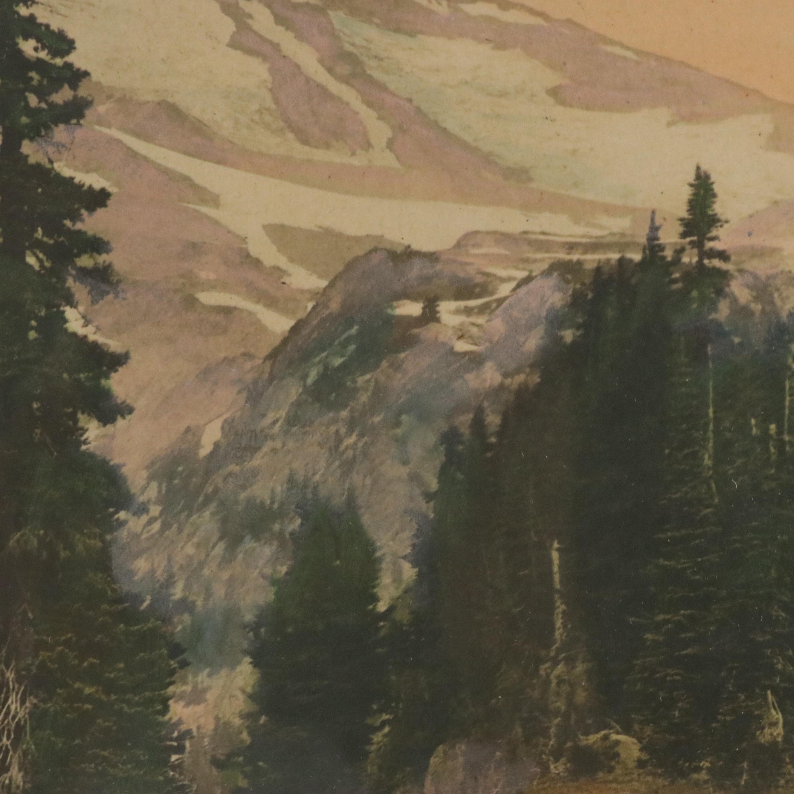 Asahel Curtis Hand-Colored Silver Print Landscape, Early 20th Century