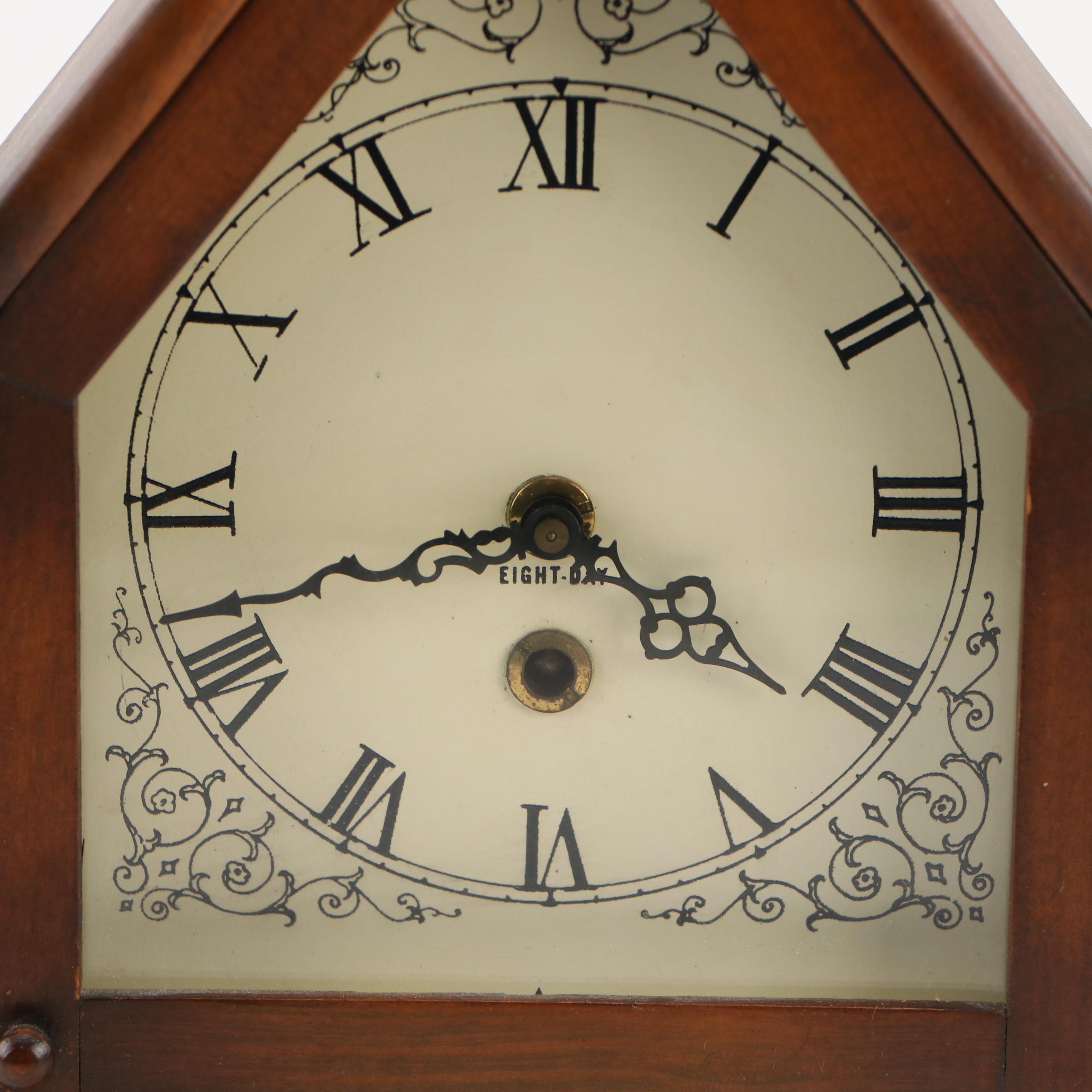 Three Mountaineers German Wooden Eight Day Steeple Clock