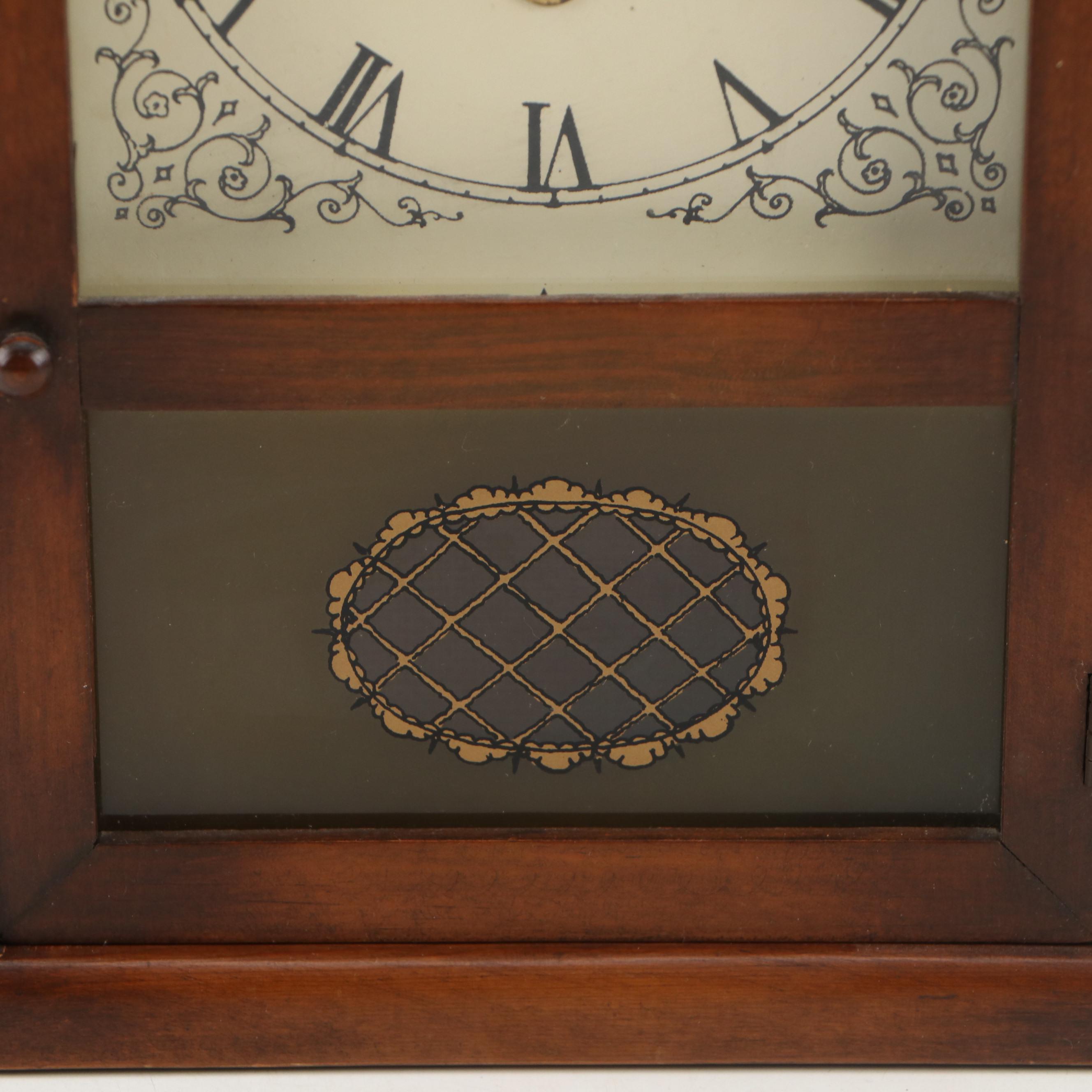 Three Mountaineers German Wooden Eight Day Steeple Clock