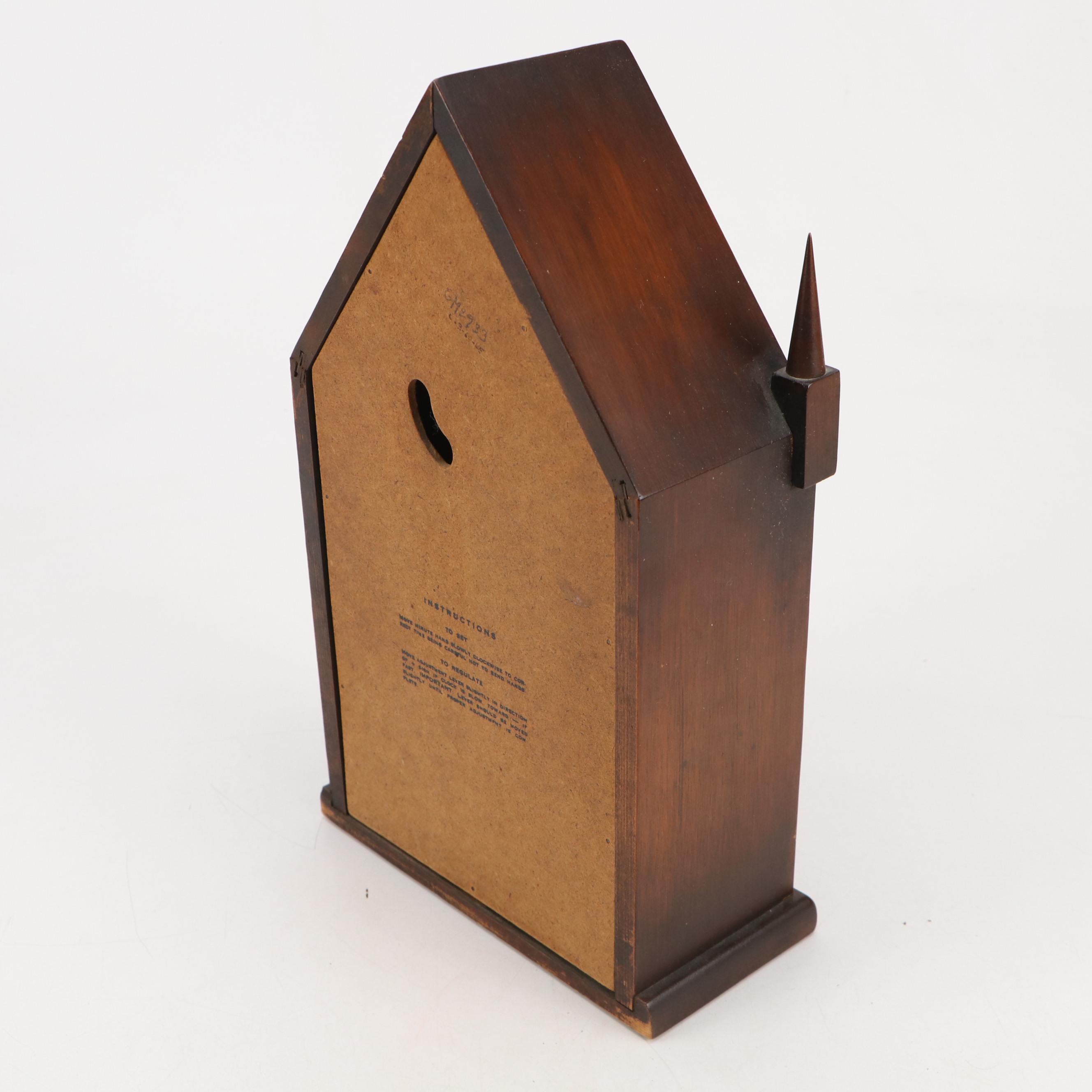 Three Mountaineers German Wooden Eight Day Steeple Clock