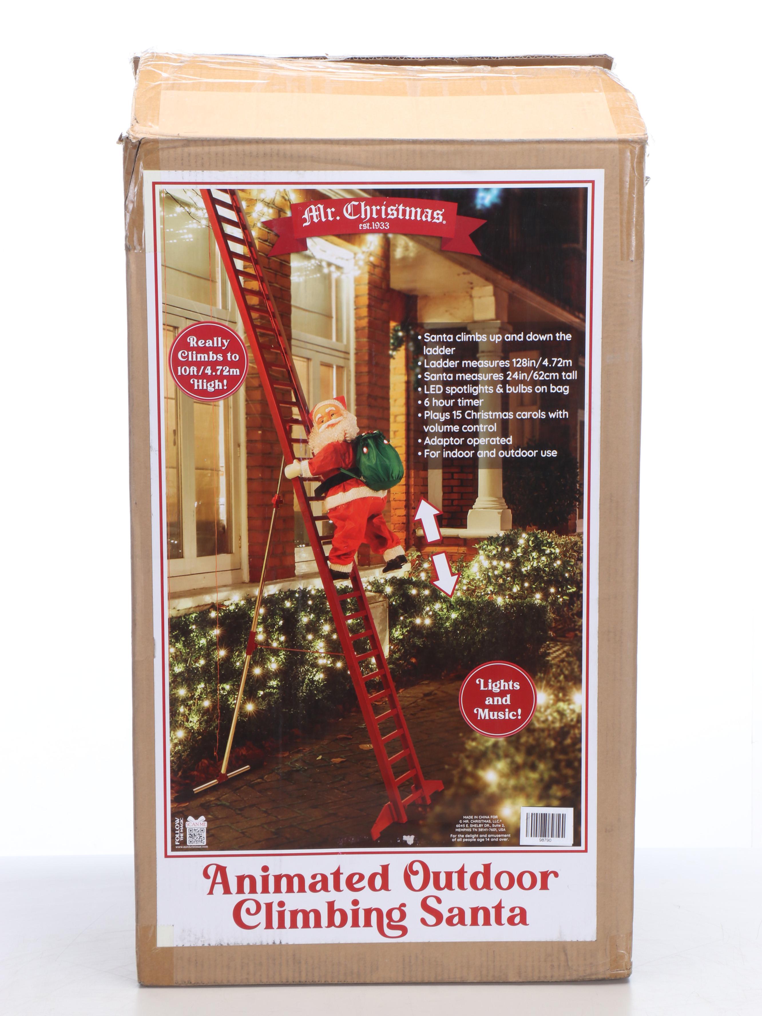 Mr. Christmas Animated Outdoor Climbing Santa with Tree Skirts