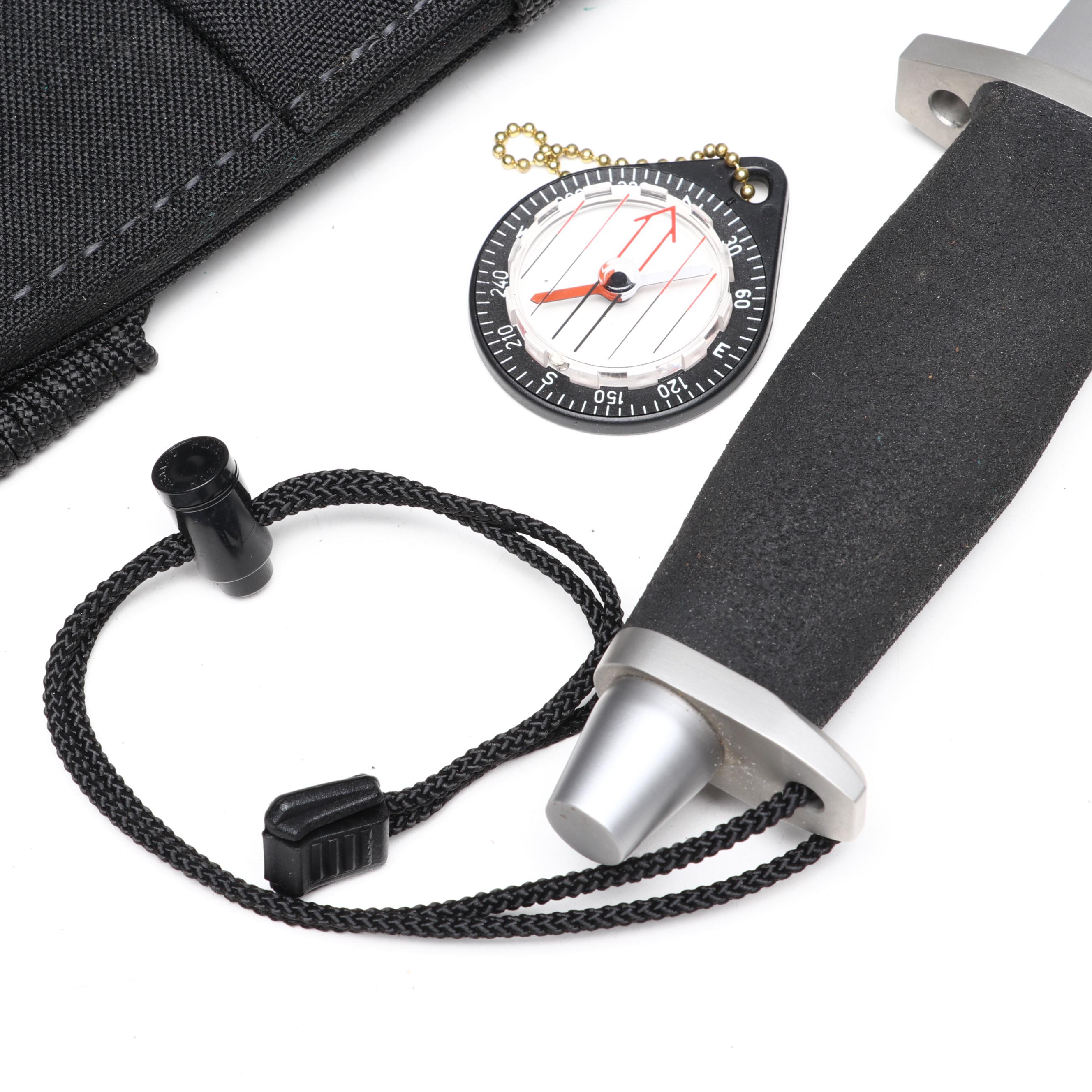 Gerber BMF Steel and Rubber Handled Survival Knife in Scabbard