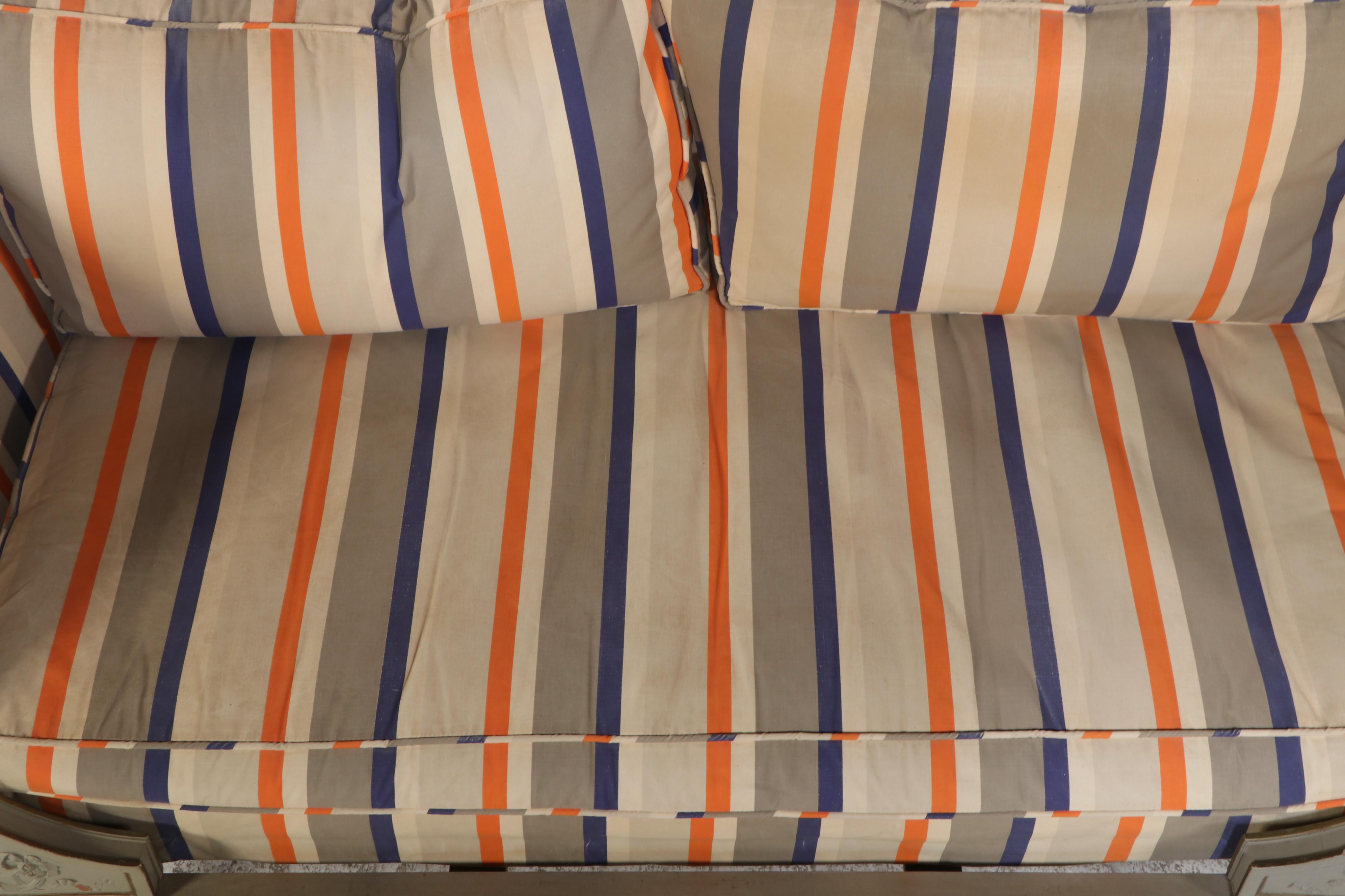 Hampton Shops Louis XVI Style Painted, Parcel Gilt, & Custom-Upholstered Daybed