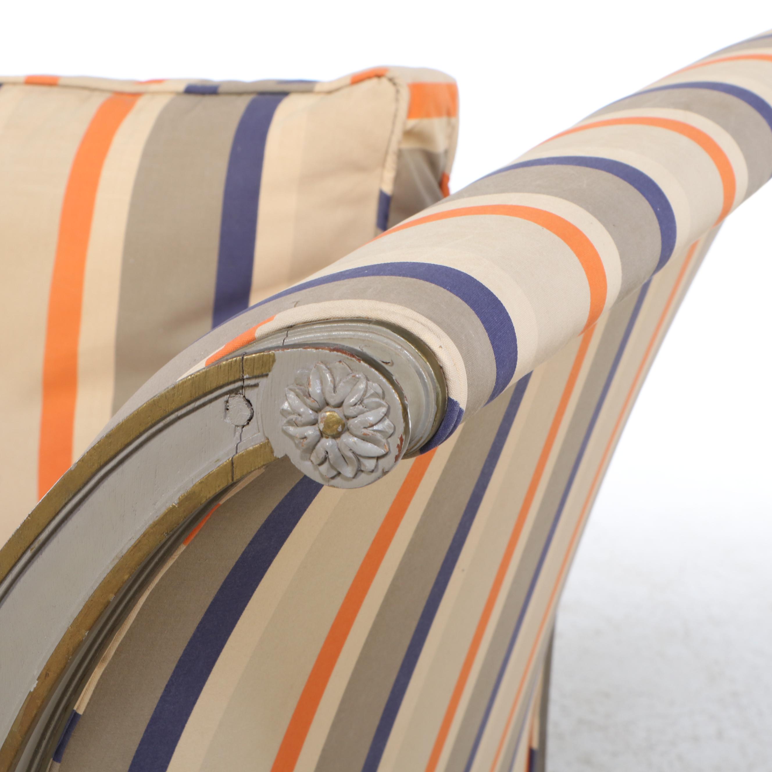 Hampton Shops Louis XVI Style Painted, Parcel Gilt, & Custom-Upholstered Daybed