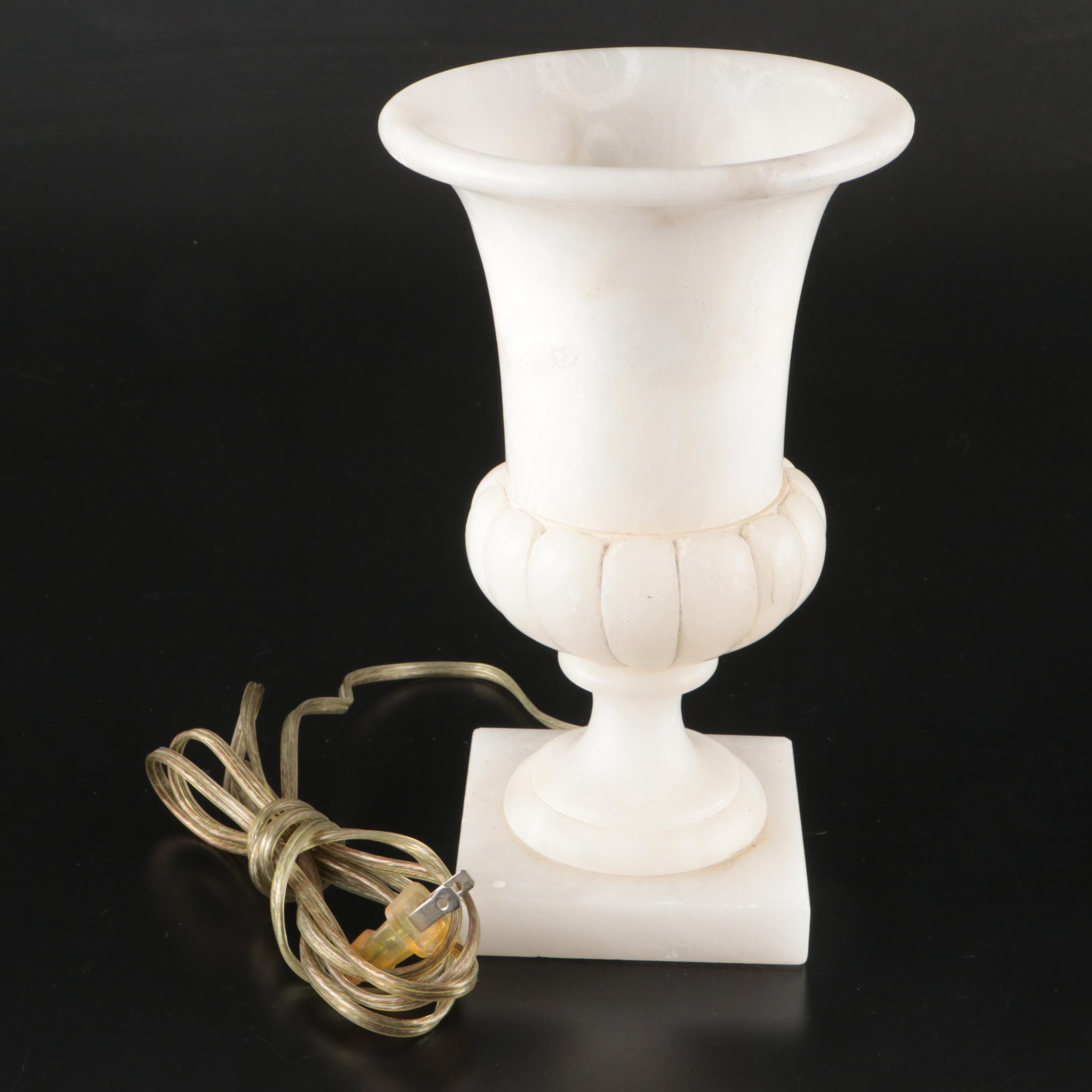 Italian Marble Urn Shaped Lamp and Vases, Mid to Late 20th Century