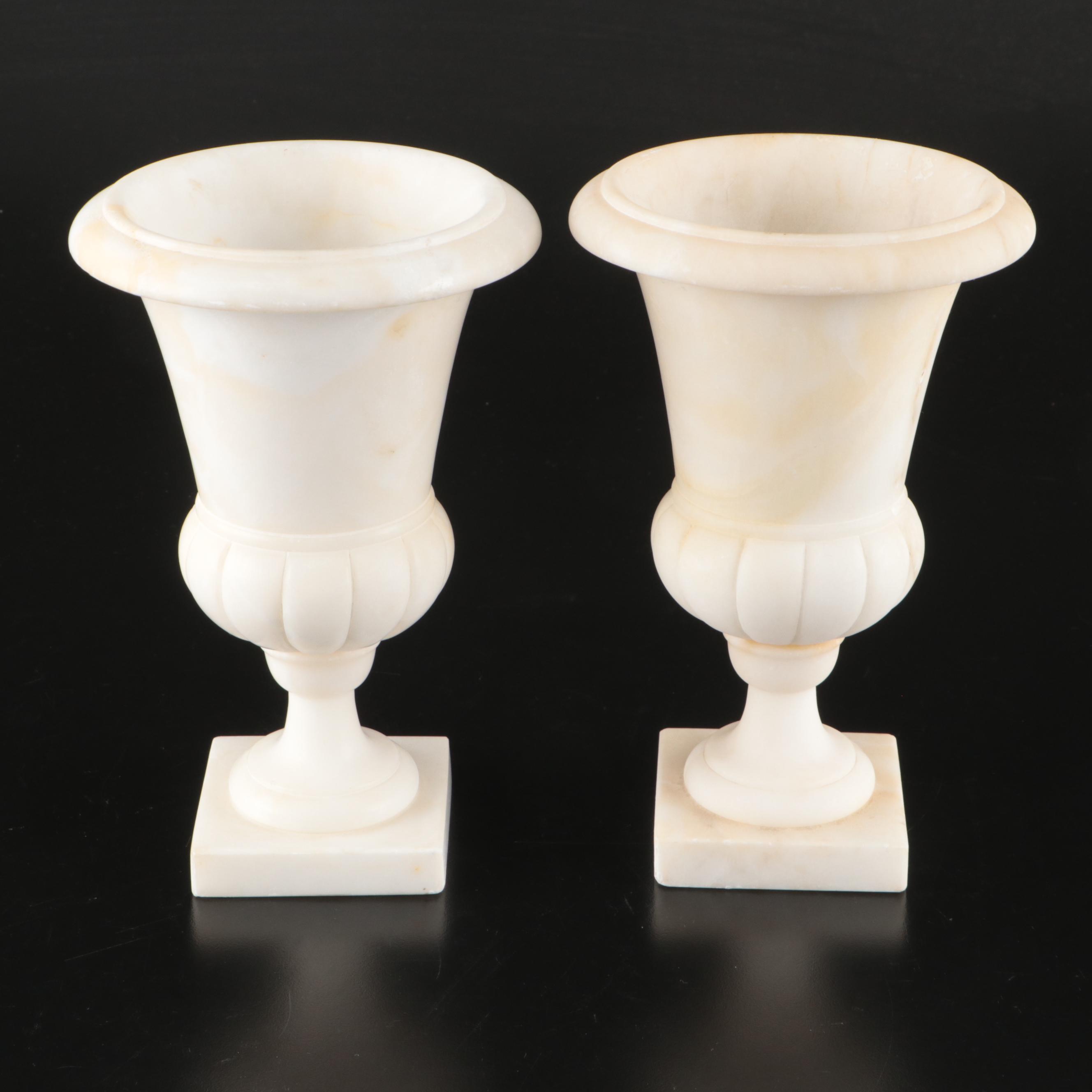Italian Marble Urn Shaped Lamp and Vases, Mid to Late 20th Century