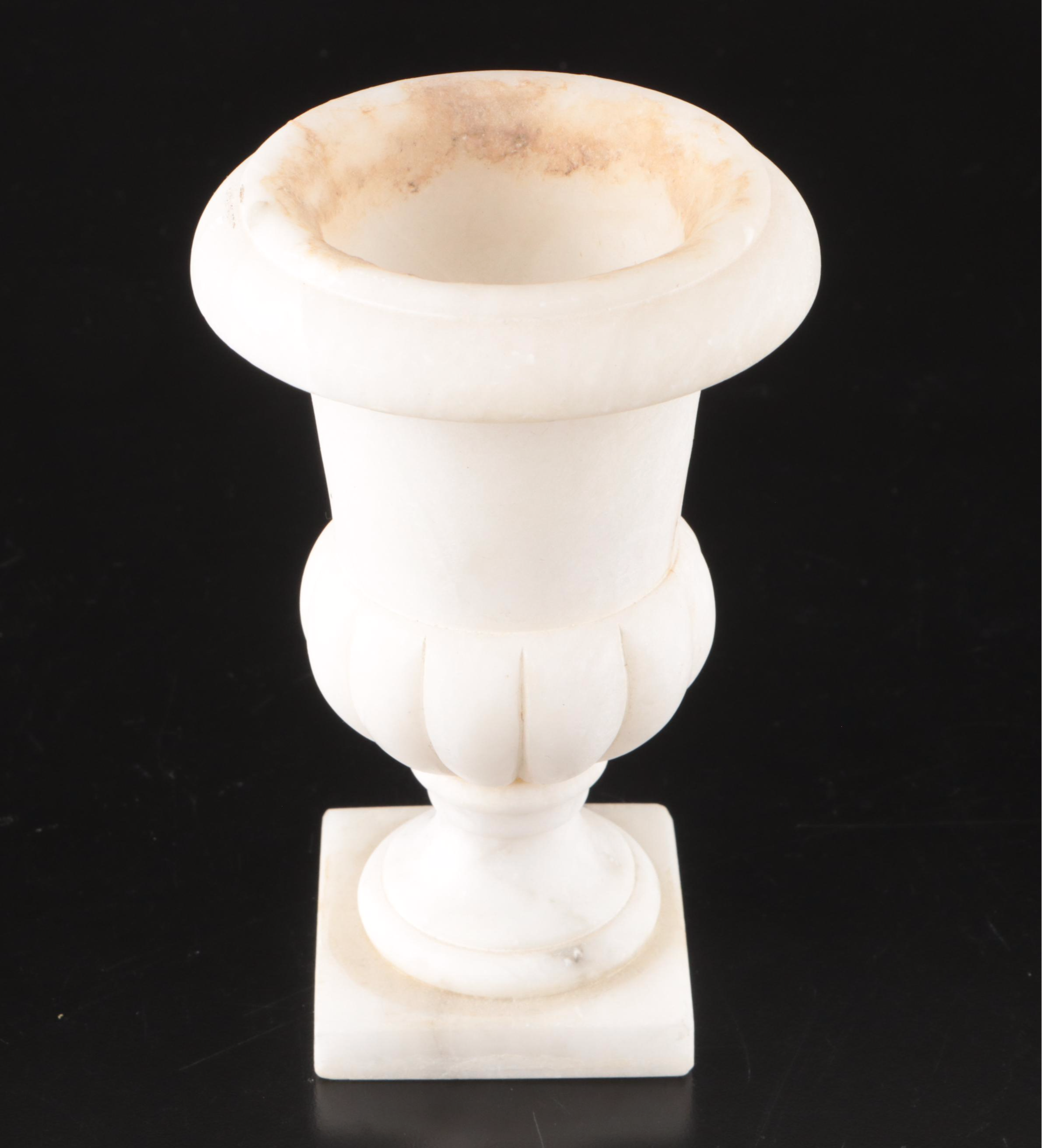 Italian Marble Urn Shaped Lamp and Vases, Mid to Late 20th Century