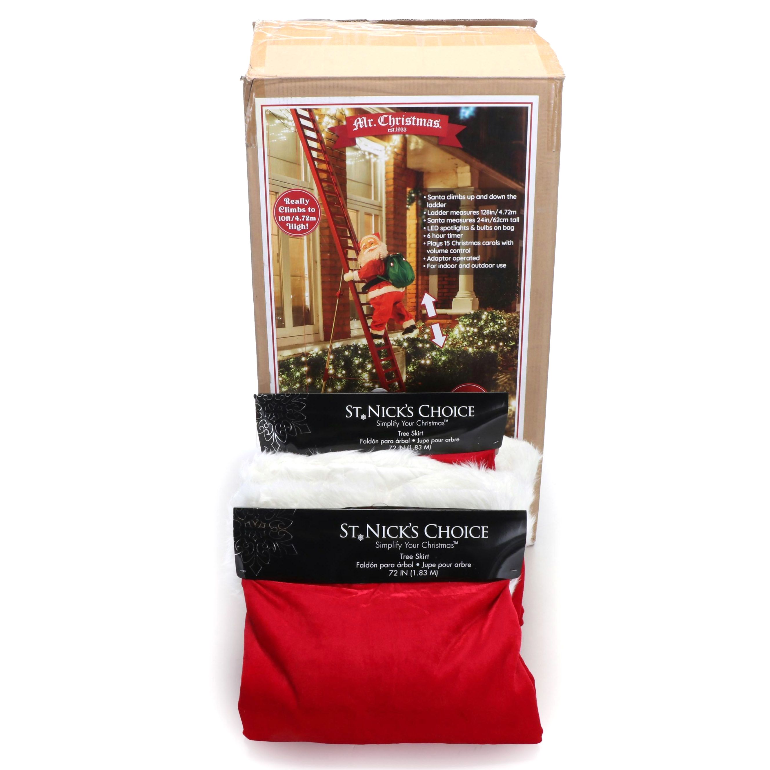 Mr. Christmas Animated Outdoor Climbing Santa with Tree Skirts