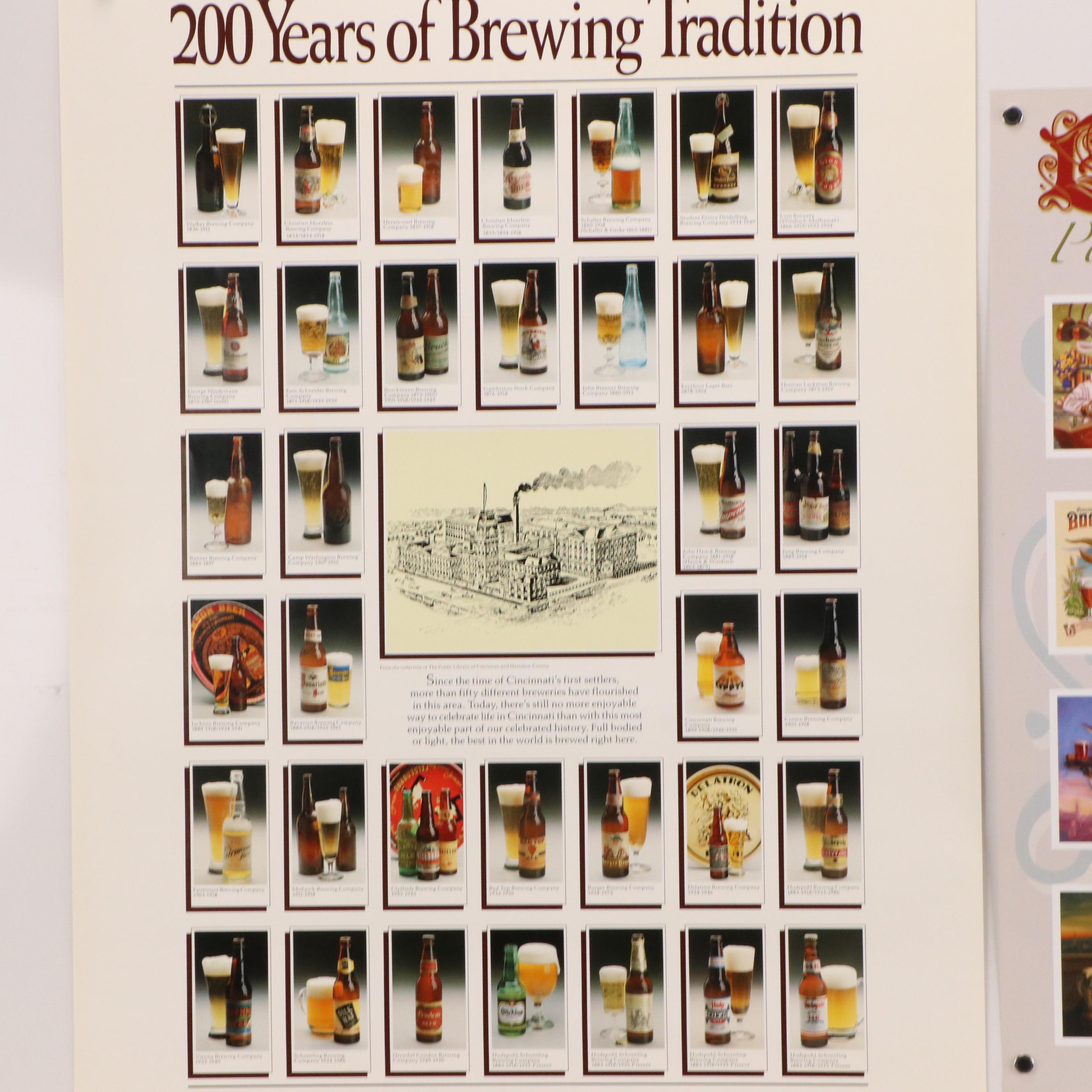 Cincinnati Beer Posters Including "200 Years of Brewing Tradition"