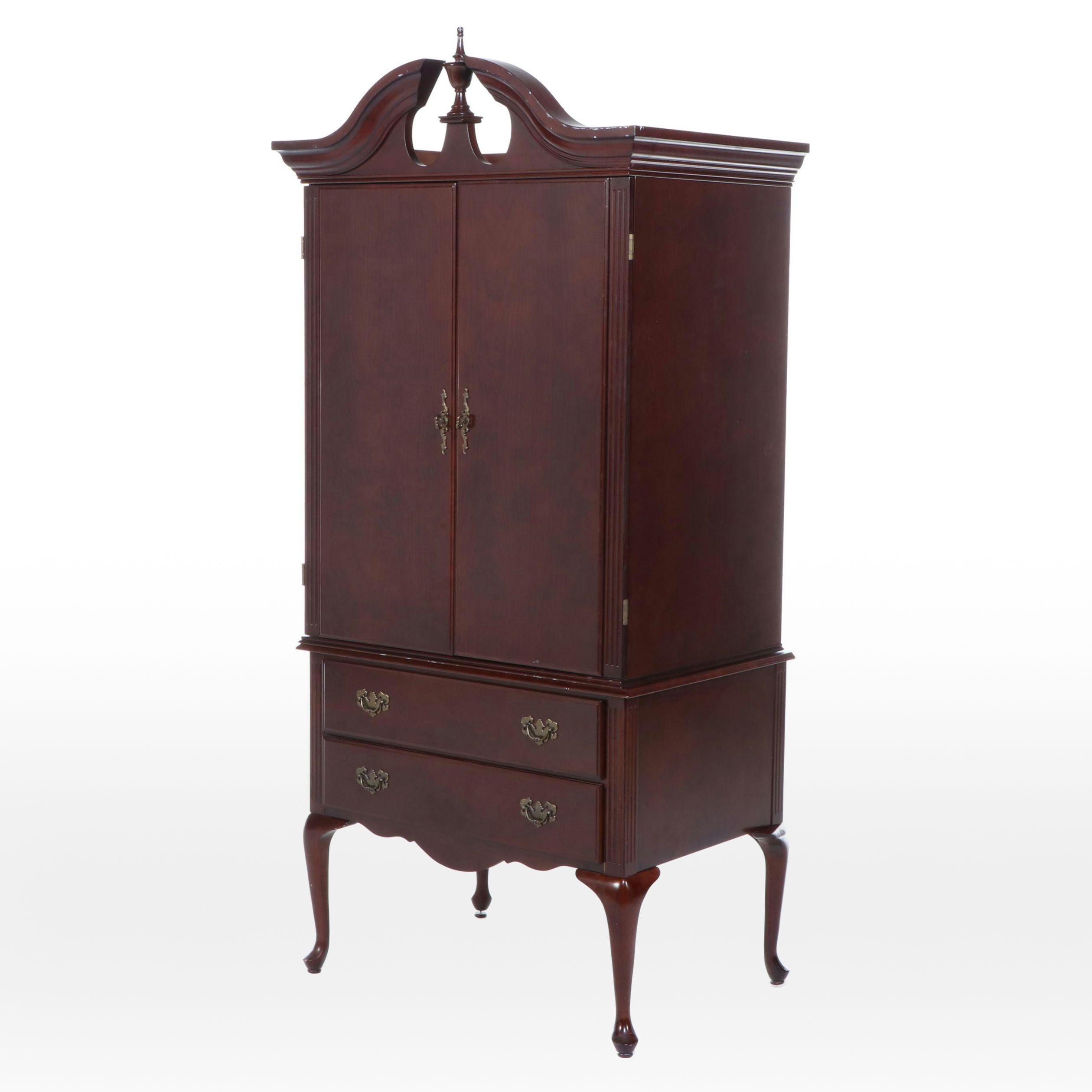 The Bombay Company Queen Anne Style Cherrywood-Stained TV Cabinet-on-Stand