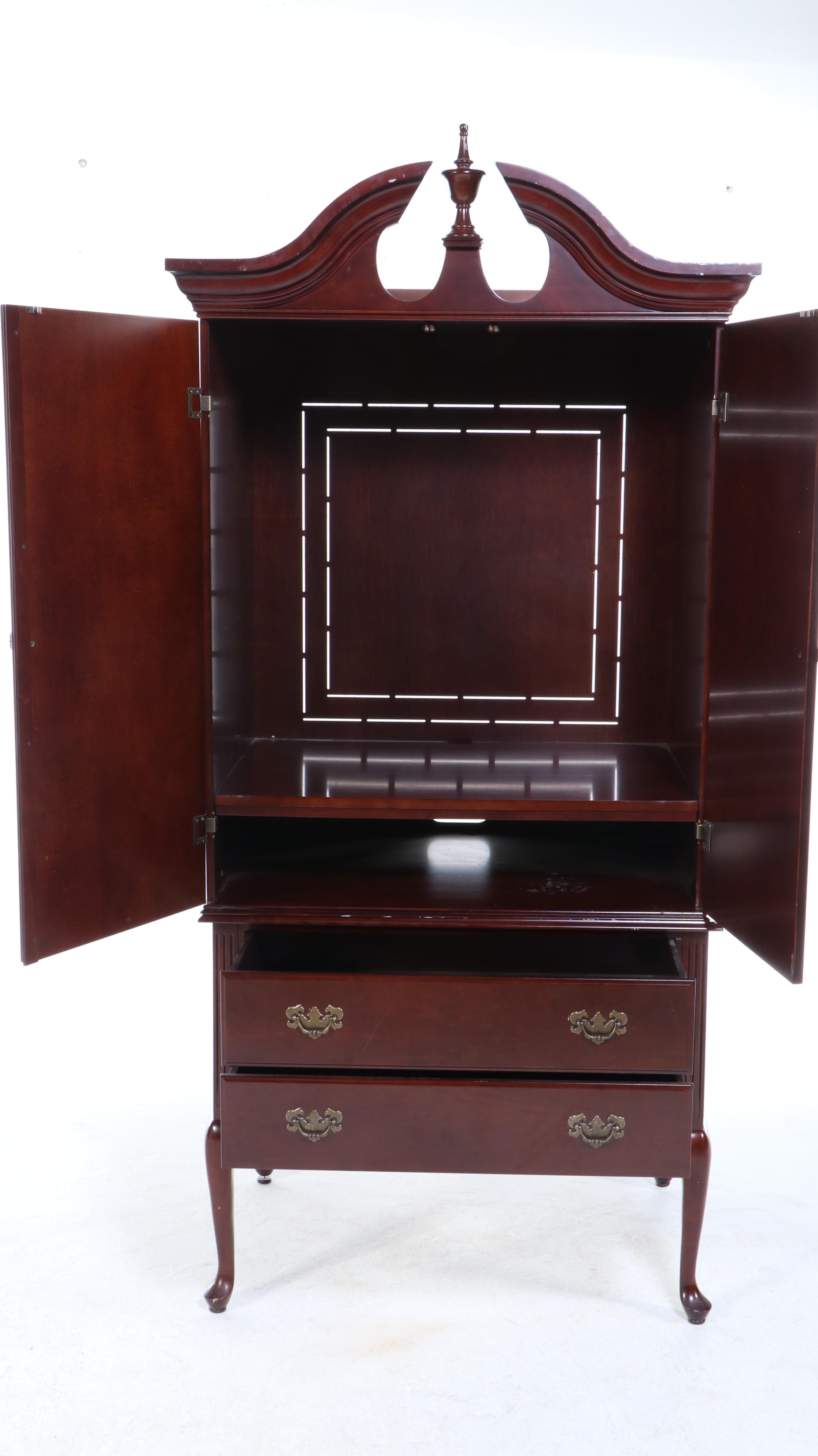 The Bombay Company Queen Anne Style Cherrywood-Stained TV Cabinet-on-Stand