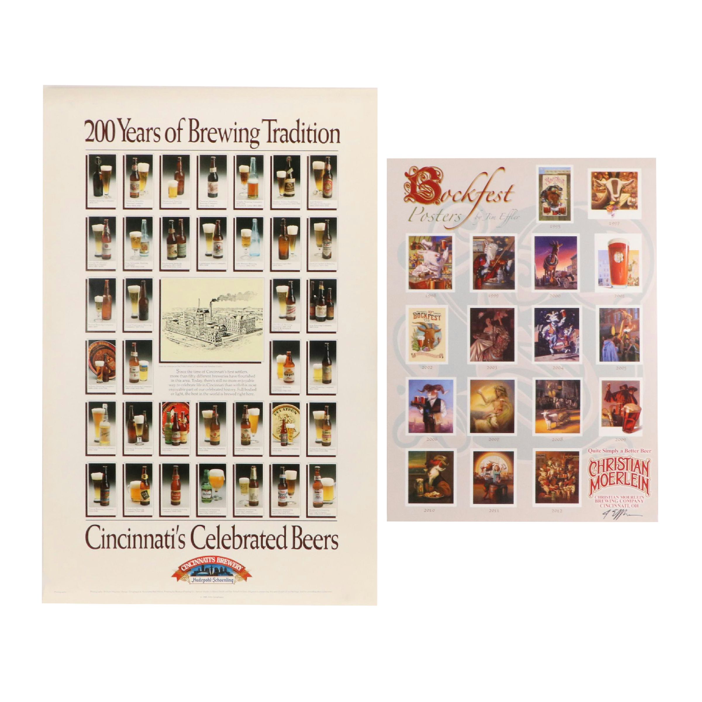 Cincinnati Beer Posters Including "200 Years of Brewing Tradition"
