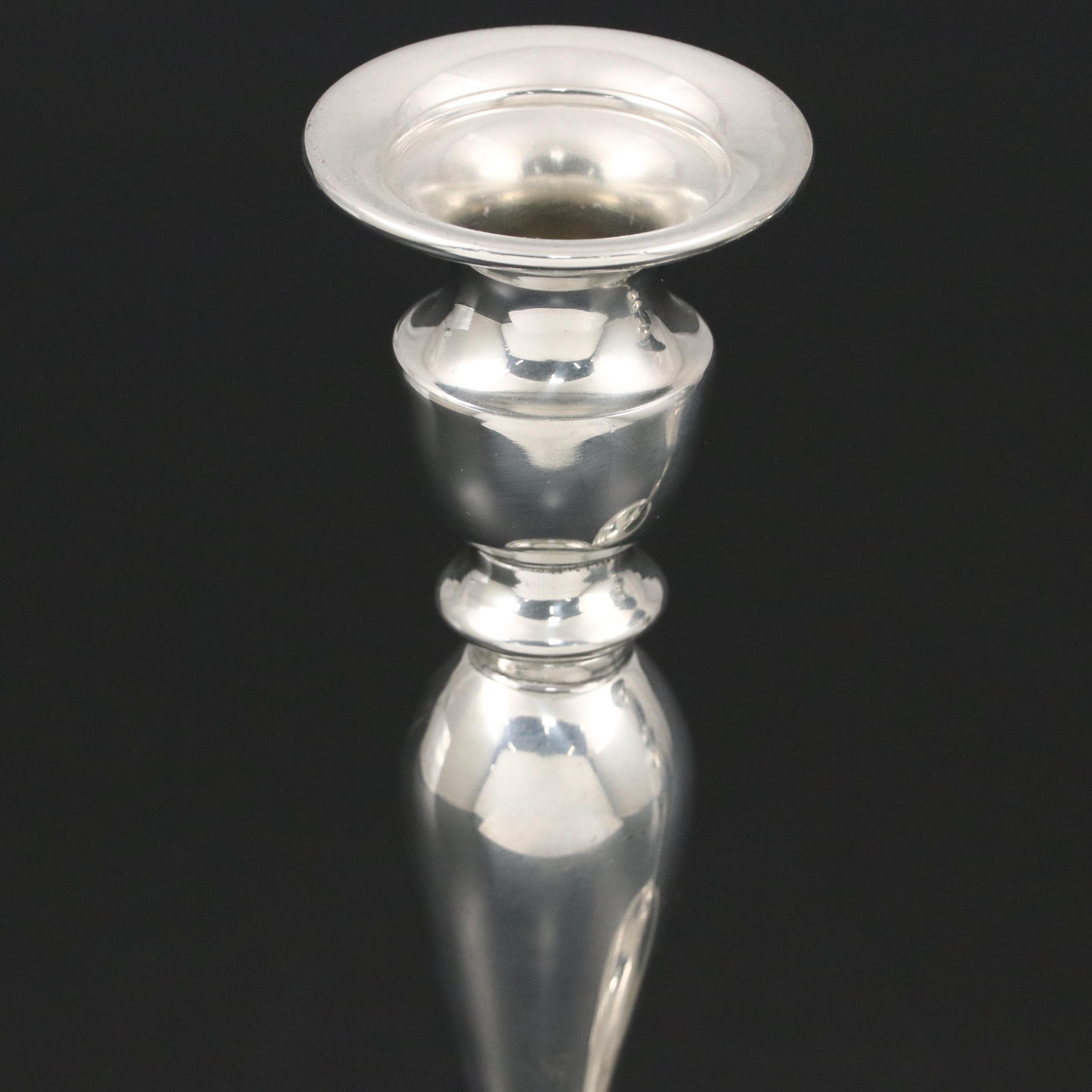 Web Pewter Candlesticks with Connecticut House Bowl and Glass Decanter