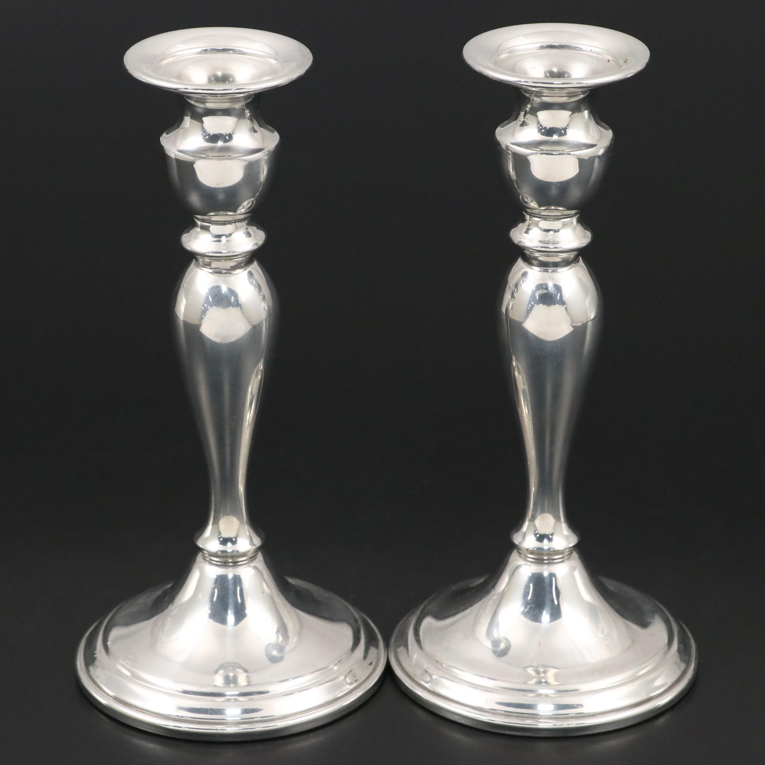 Web Pewter Candlesticks with Connecticut House Bowl and Glass Decanter