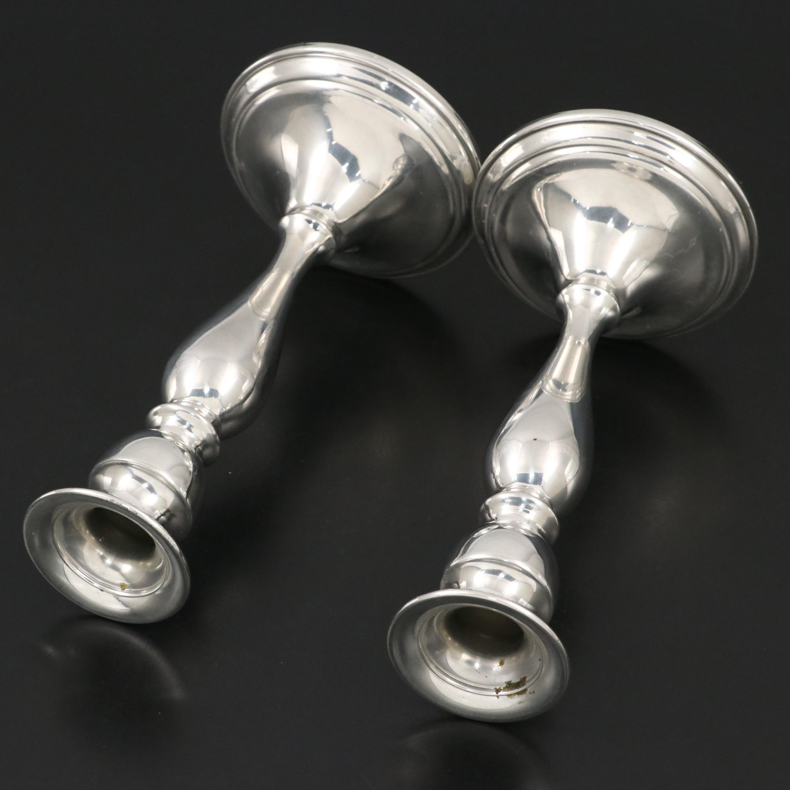 Web Pewter Candlesticks with Connecticut House Bowl and Glass Decanter