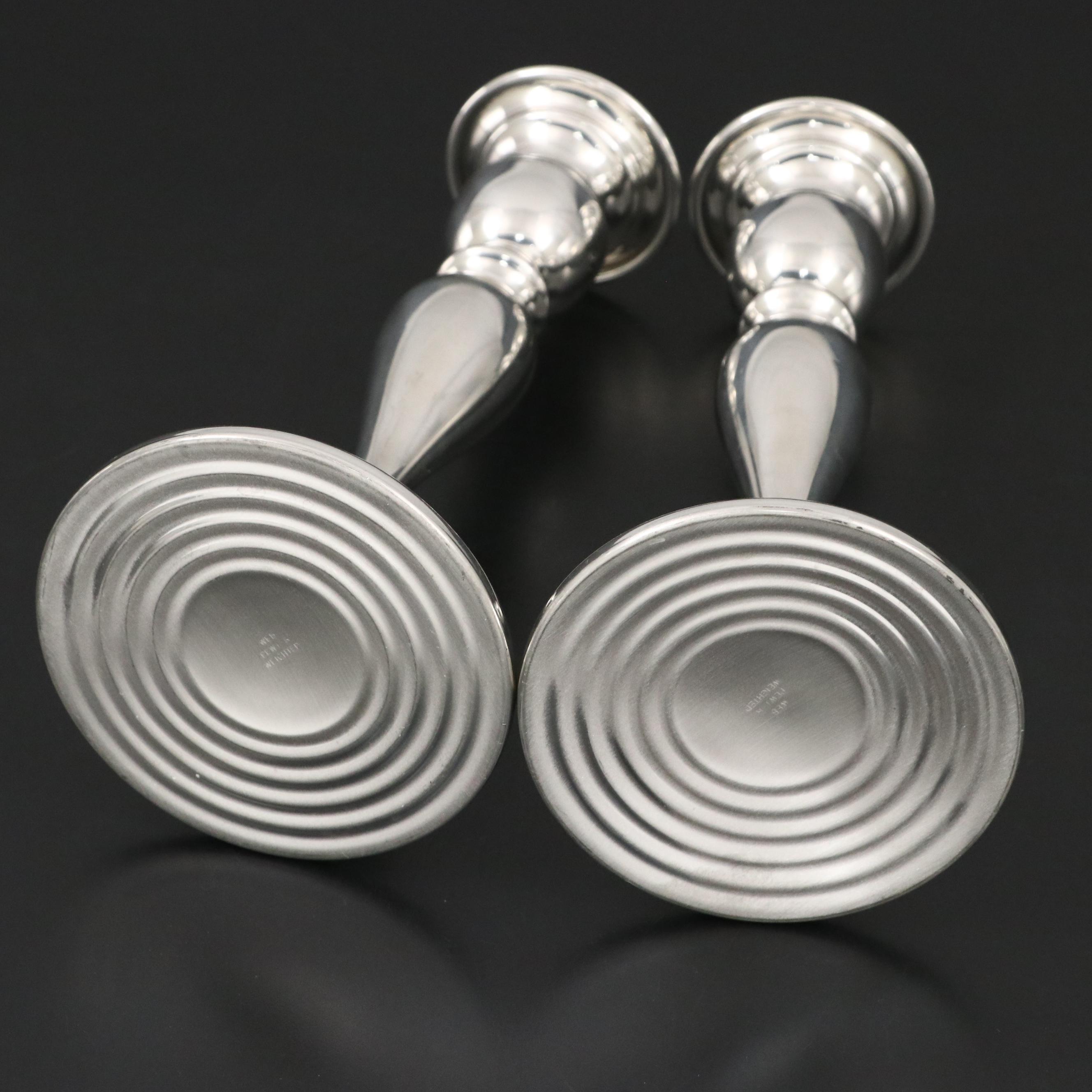 Web Pewter Candlesticks with Connecticut House Bowl and Glass Decanter