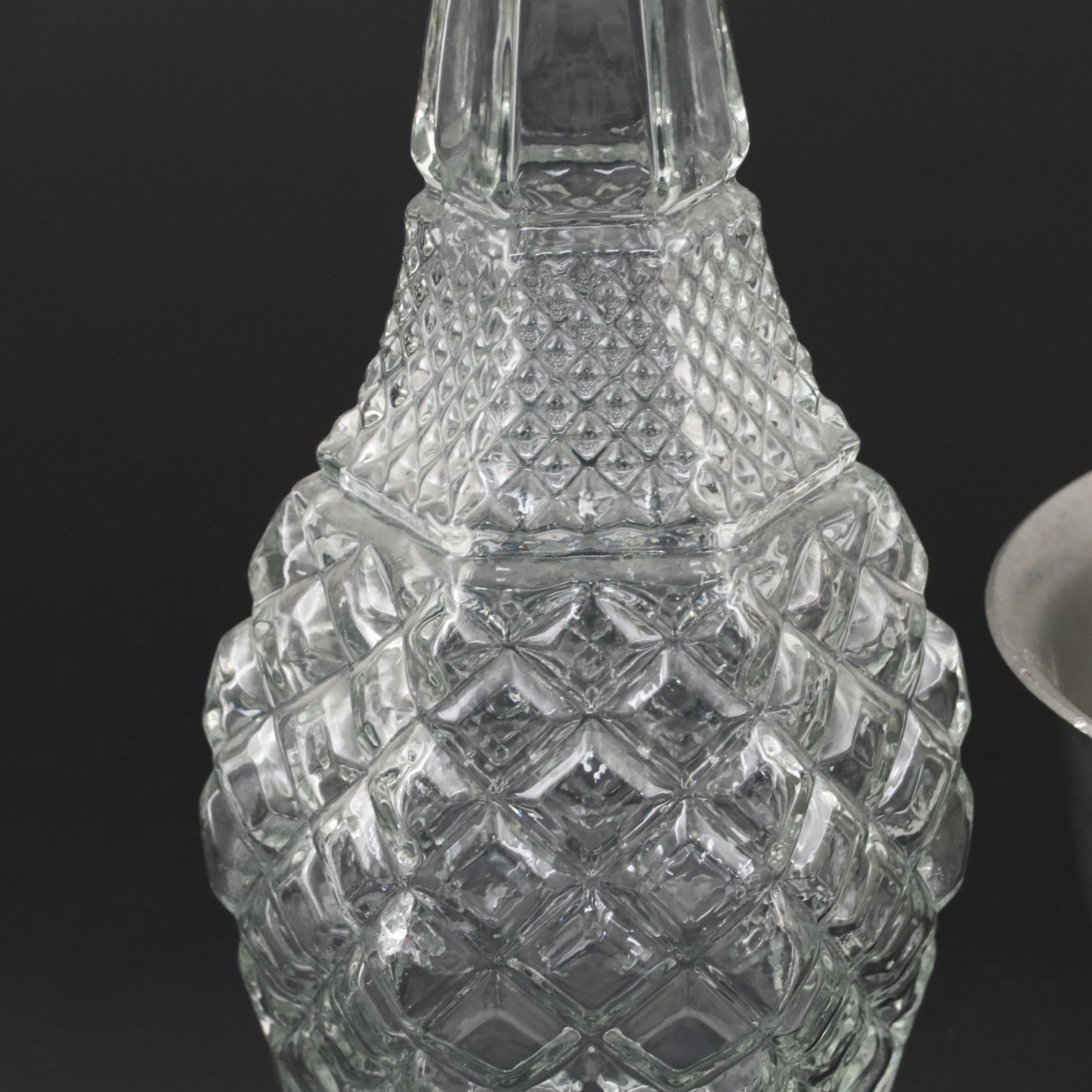 Web Pewter Candlesticks with Connecticut House Bowl and Glass Decanter