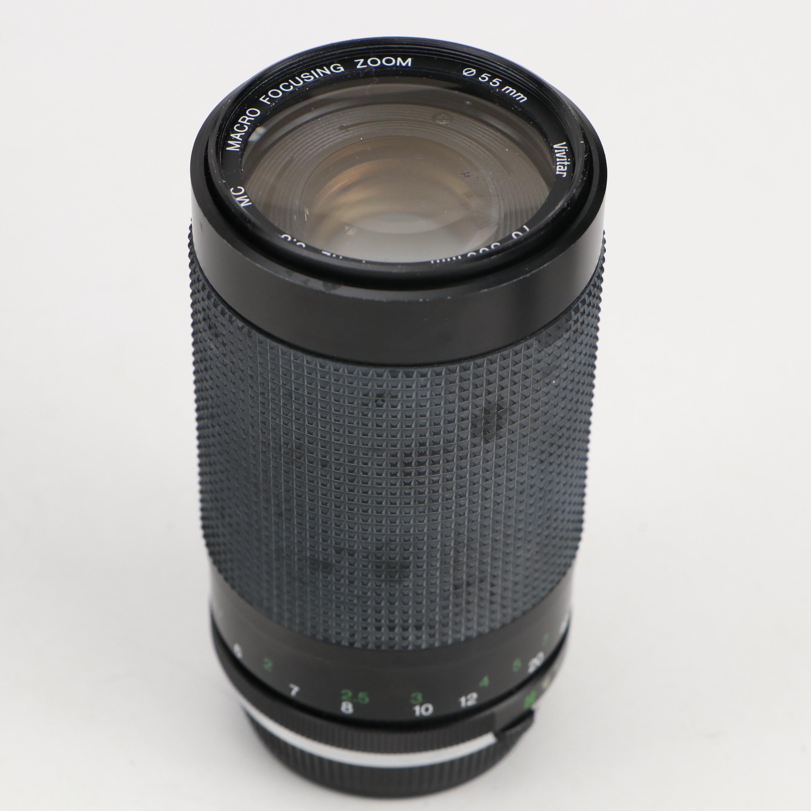 Pentax ZX-30 and Olympus OM-G Cameras with Case, Flash and Lenses