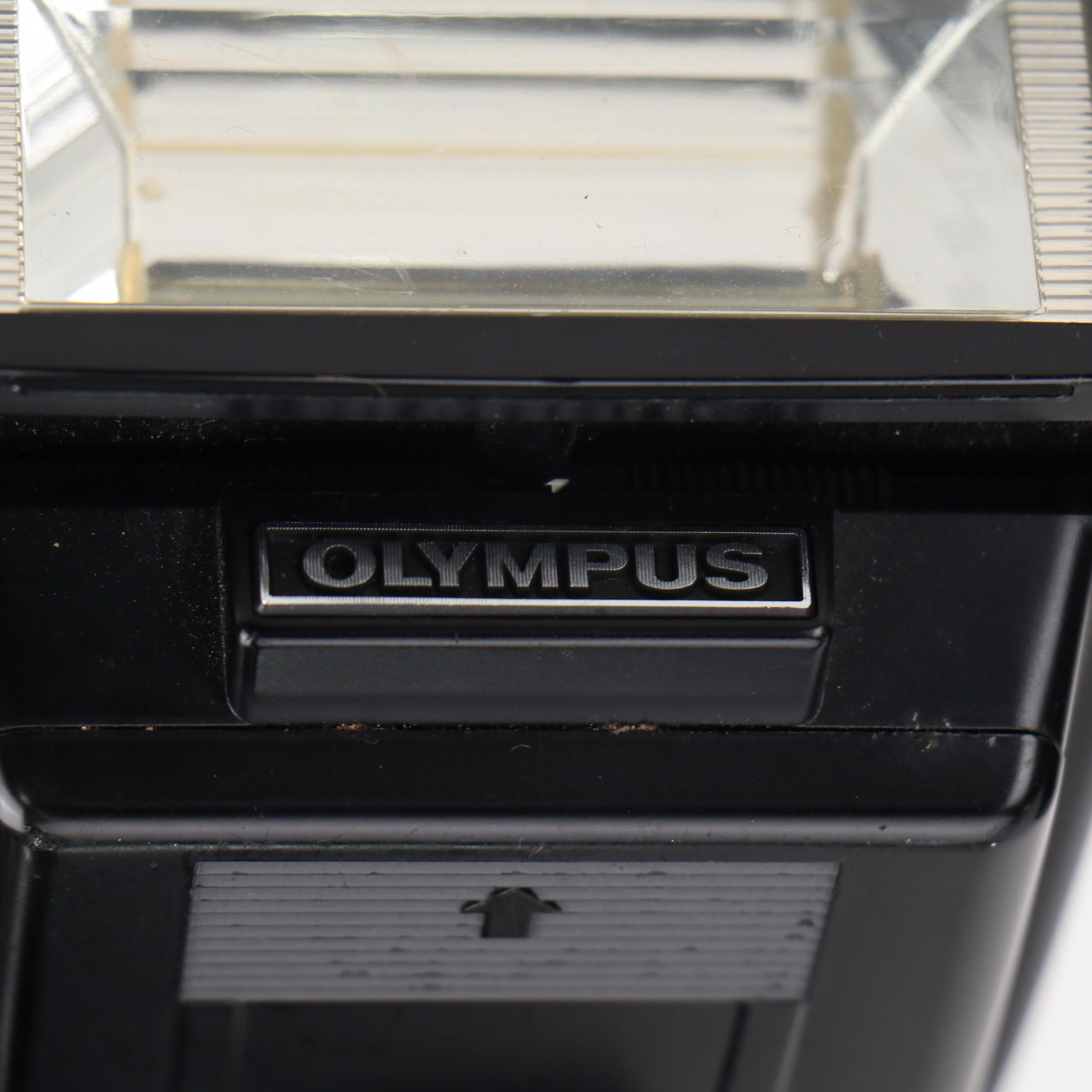 Pentax ZX-30 and Olympus OM-G Cameras with Case, Flash and Lenses