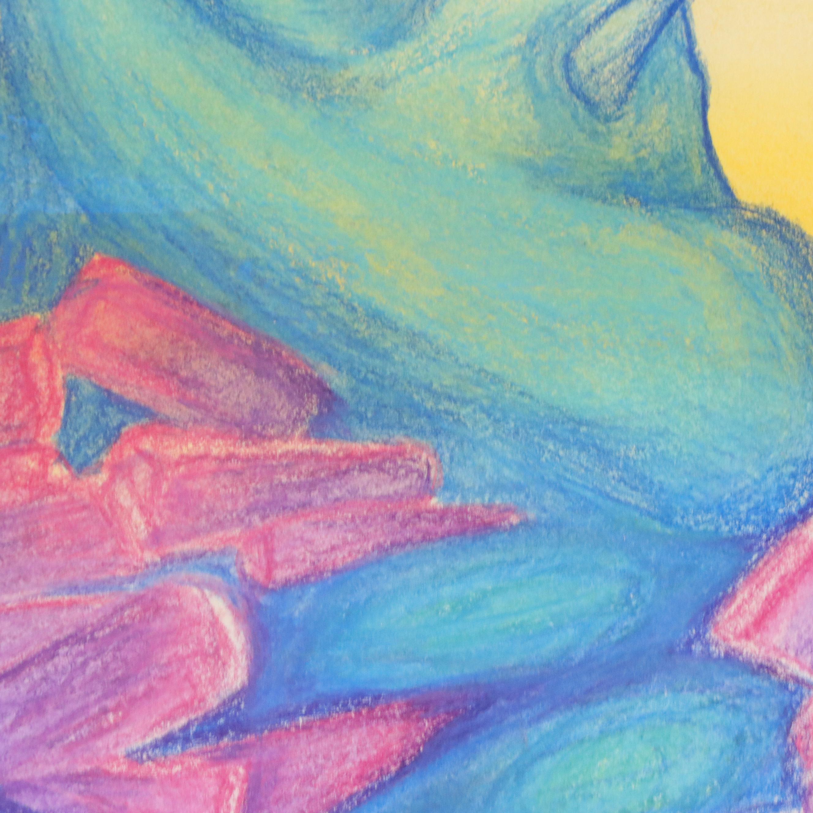 Mixed Media Drawing of Gnarled Tree Along Fence