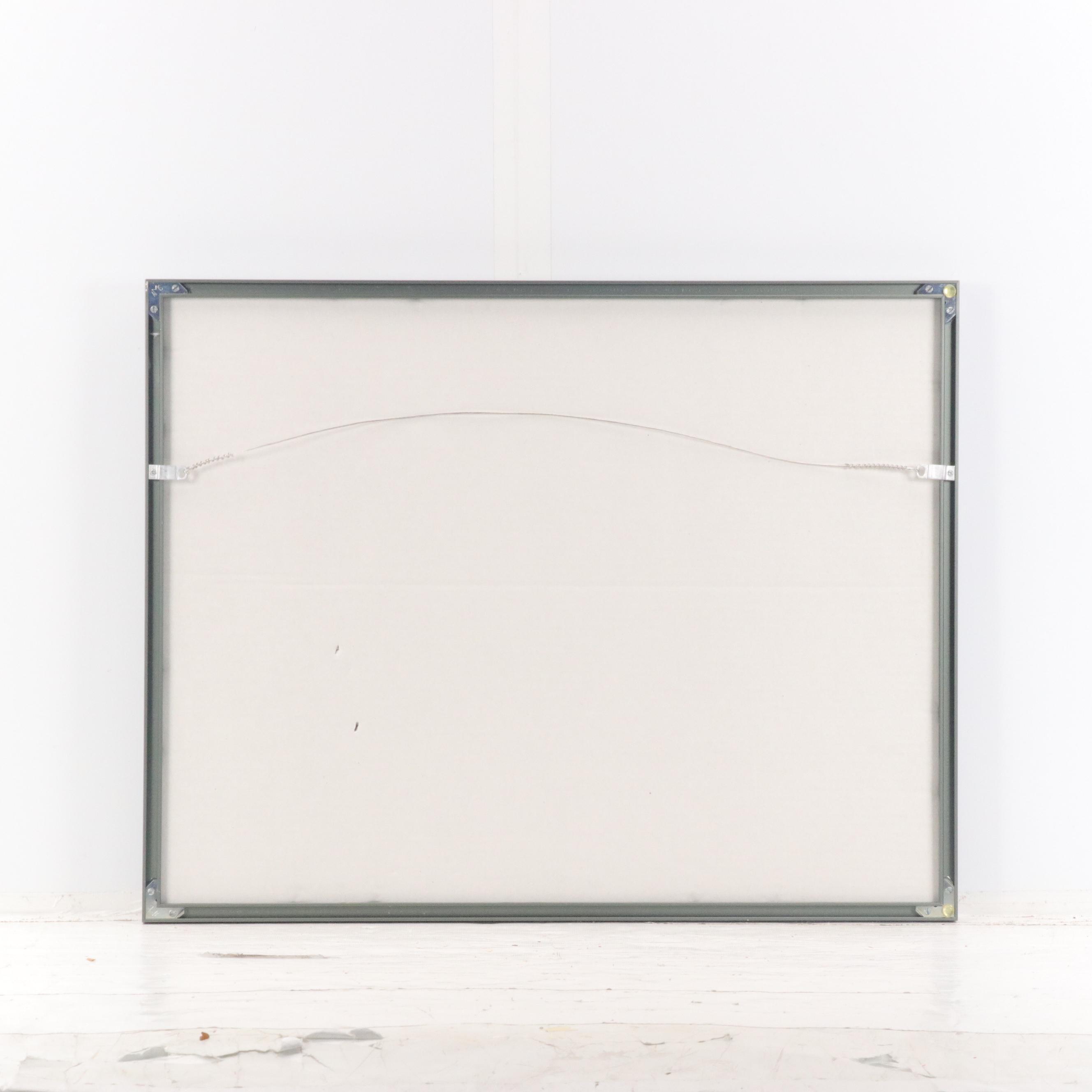 Mixed Media Drawing of Gnarled Tree Along Fence