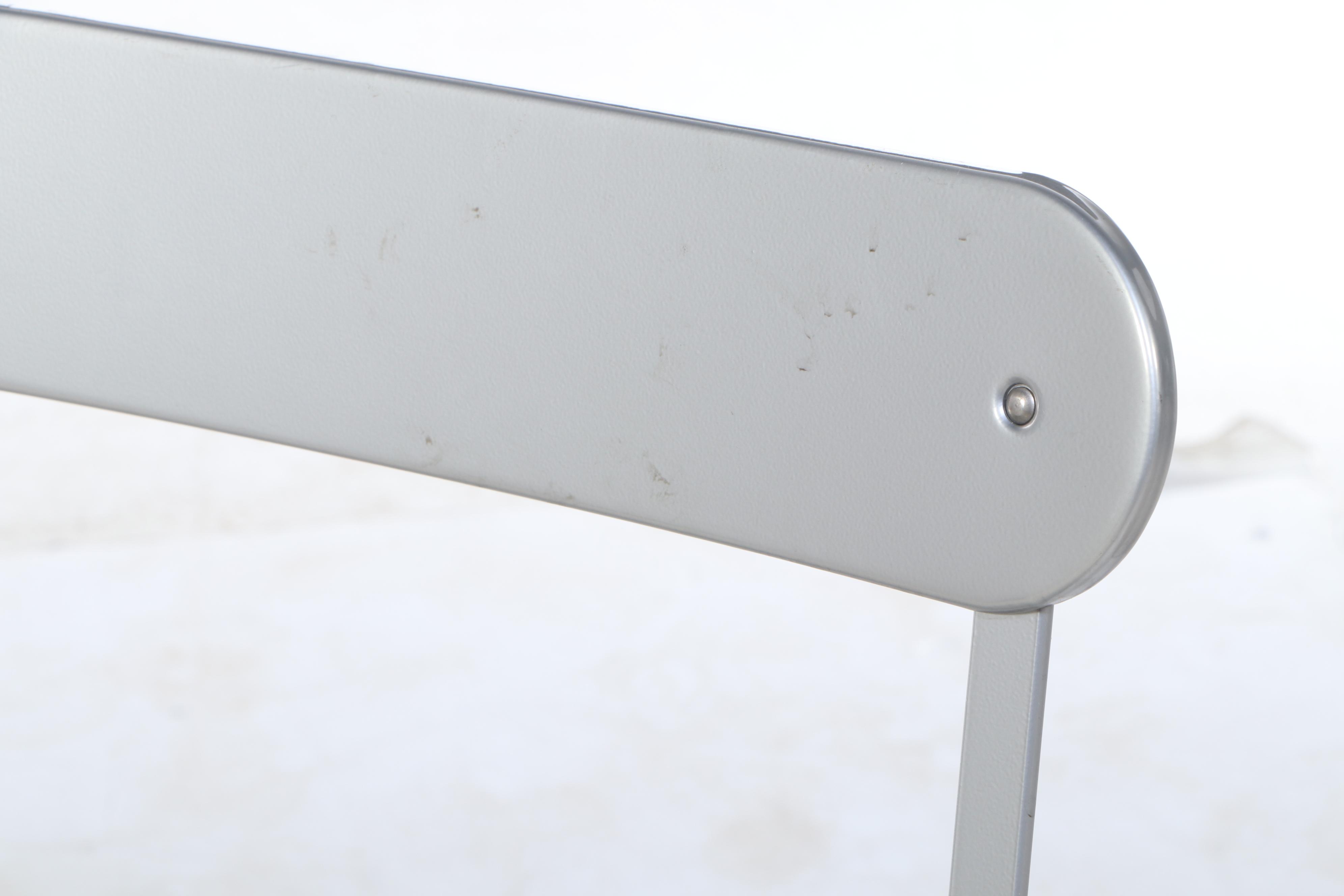 Contemporary Silver Tone Metal Six-Piece Folding Bistro Dining Set