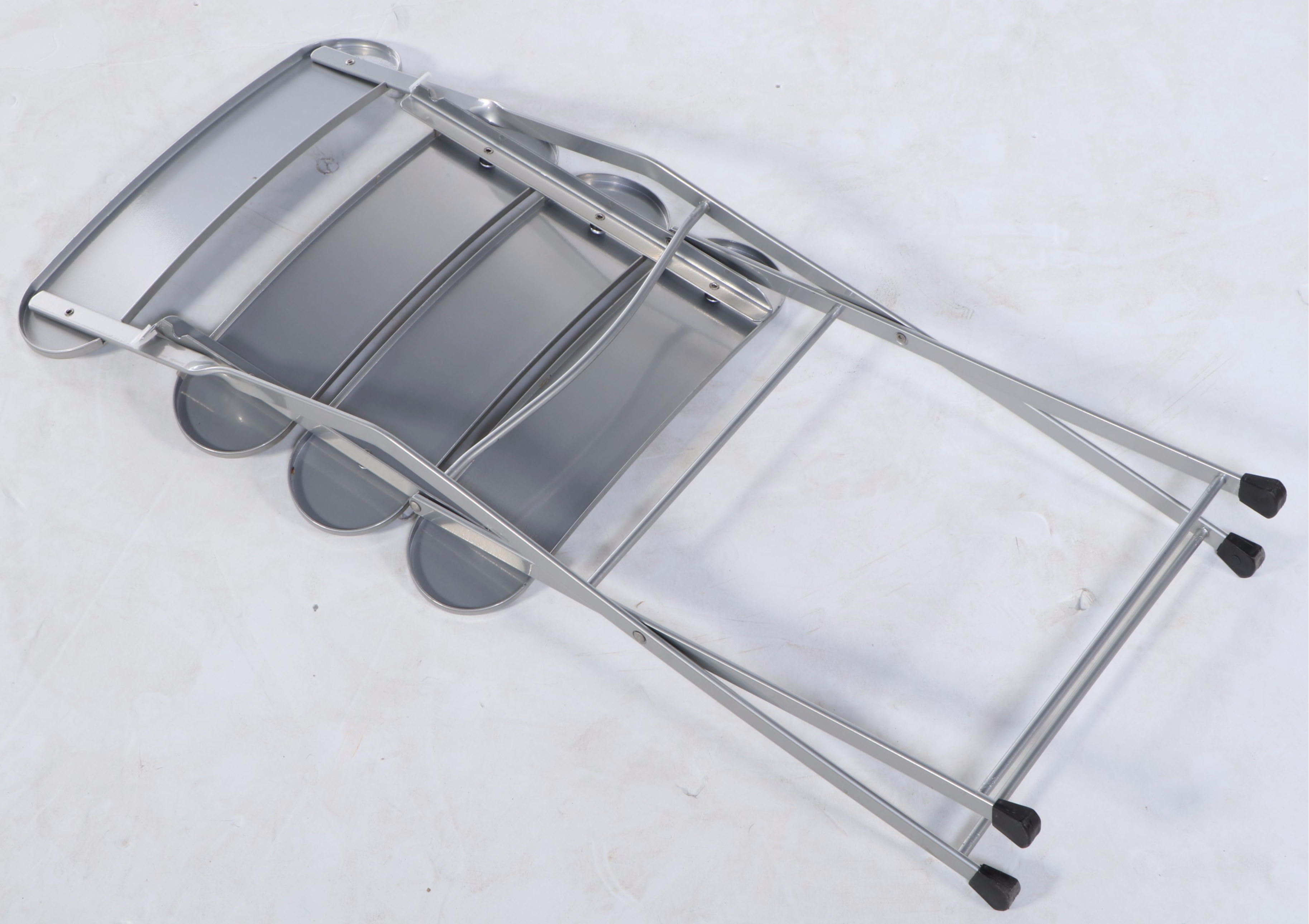 Contemporary Silver Tone Metal Six-Piece Folding Bistro Dining Set