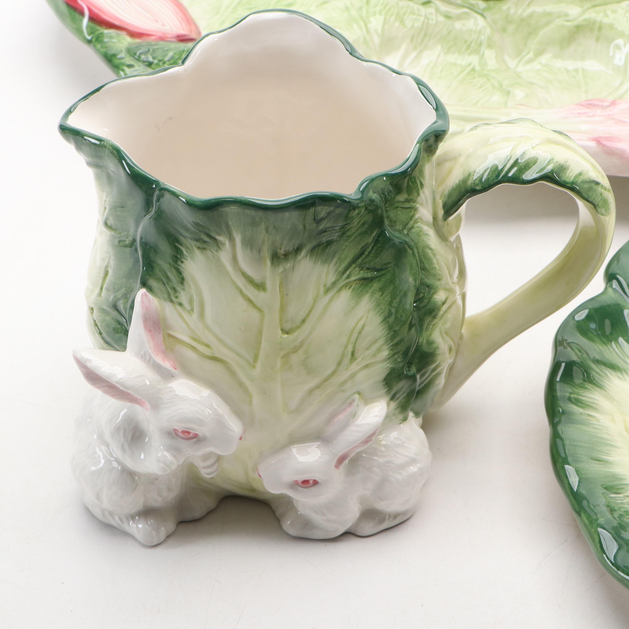 Fitz and Floyd "French Market" Divided Servers with Bowl and Pitcher