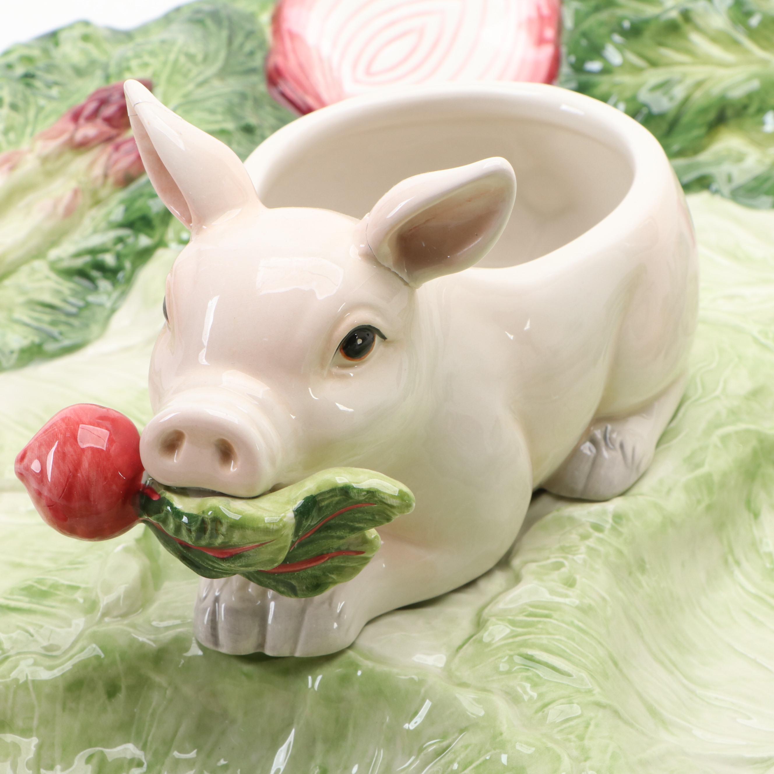 Fitz and Floyd "French Market" Divided Servers with Bowl and Pitcher