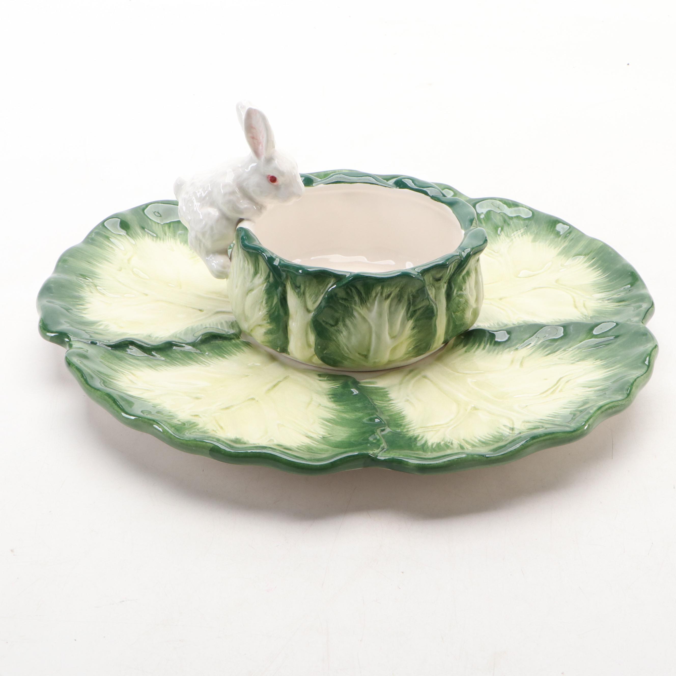 Fitz and Floyd "French Market" Divided Servers with Bowl and Pitcher