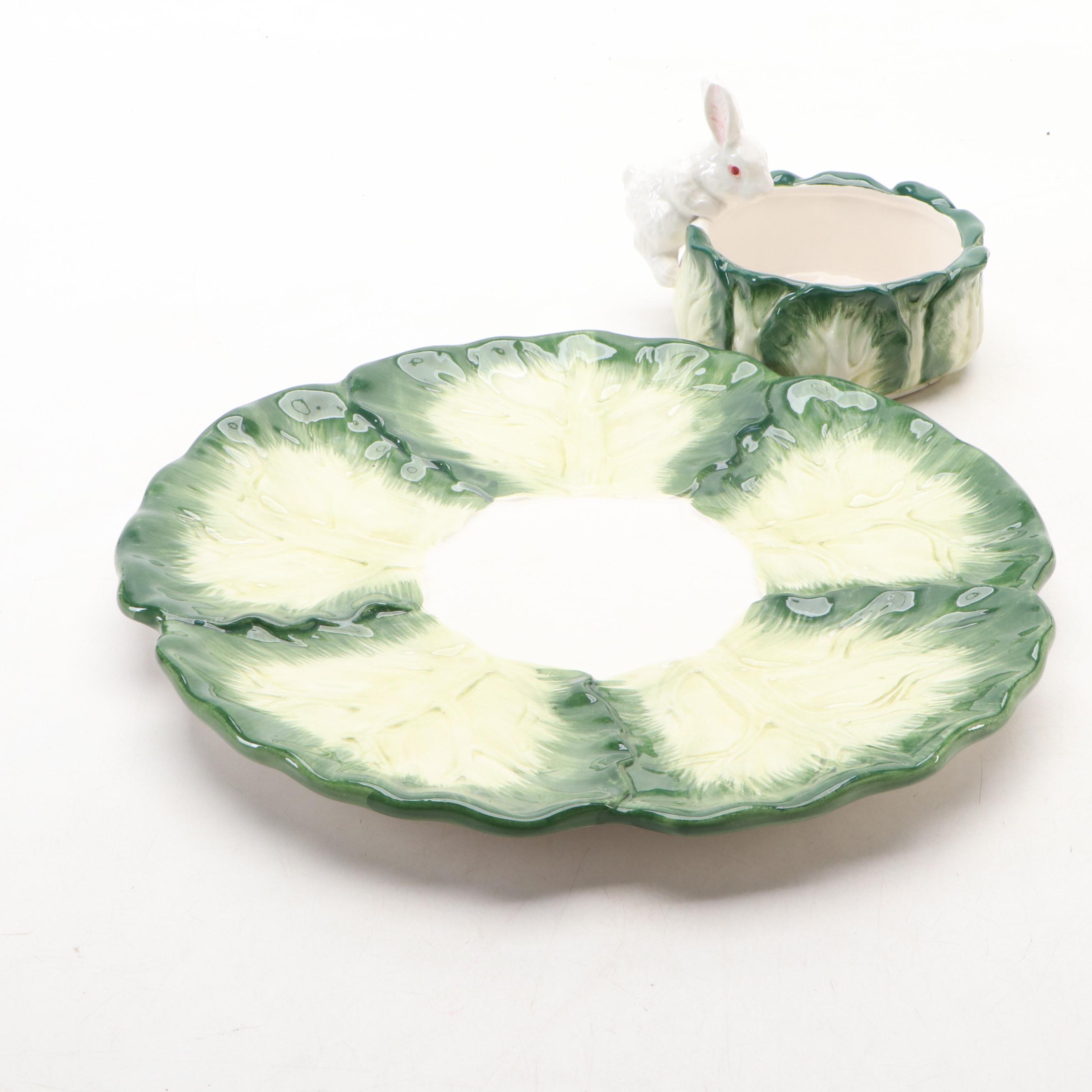 Fitz and Floyd "French Market" Divided Servers with Bowl and Pitcher