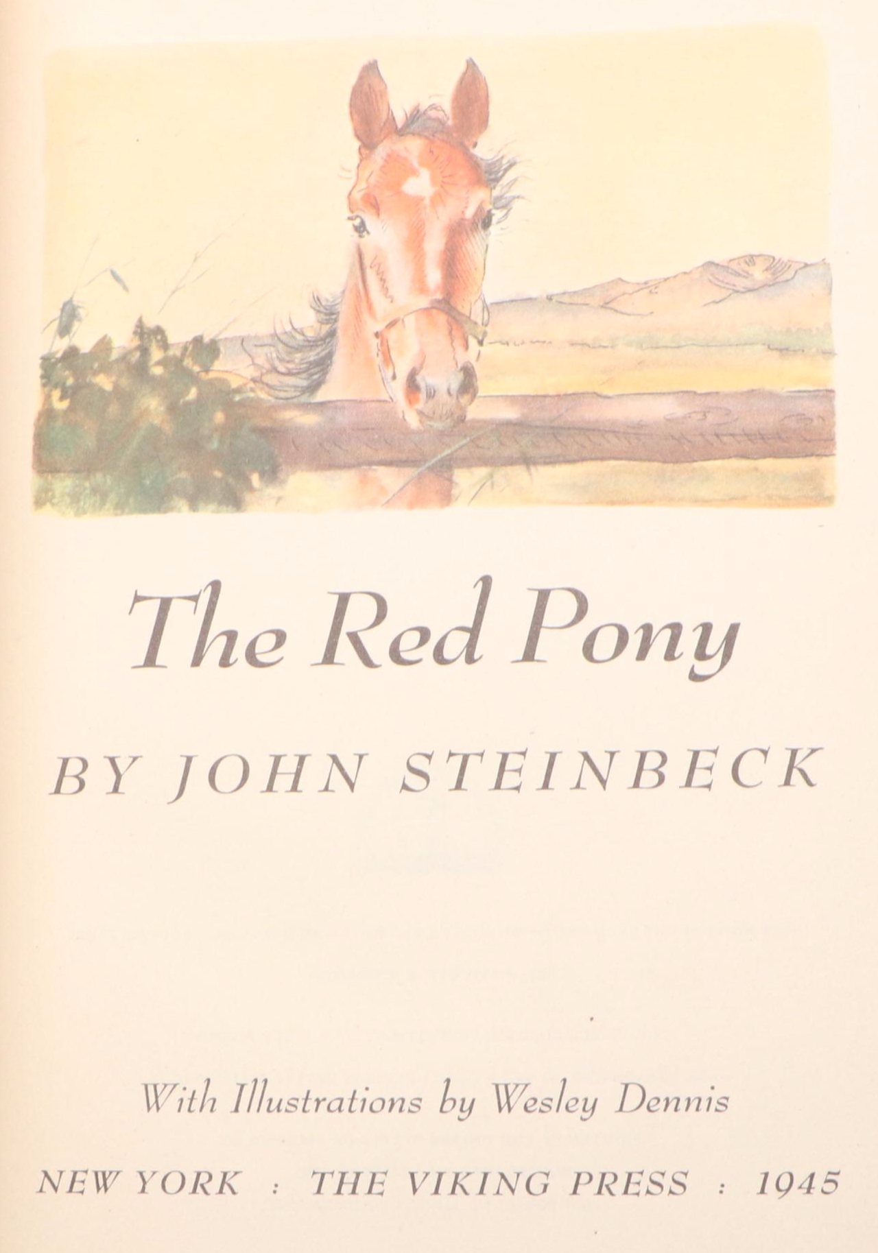 First Illustrated Edition "The Red Pony" by John Steinbeck, 1945