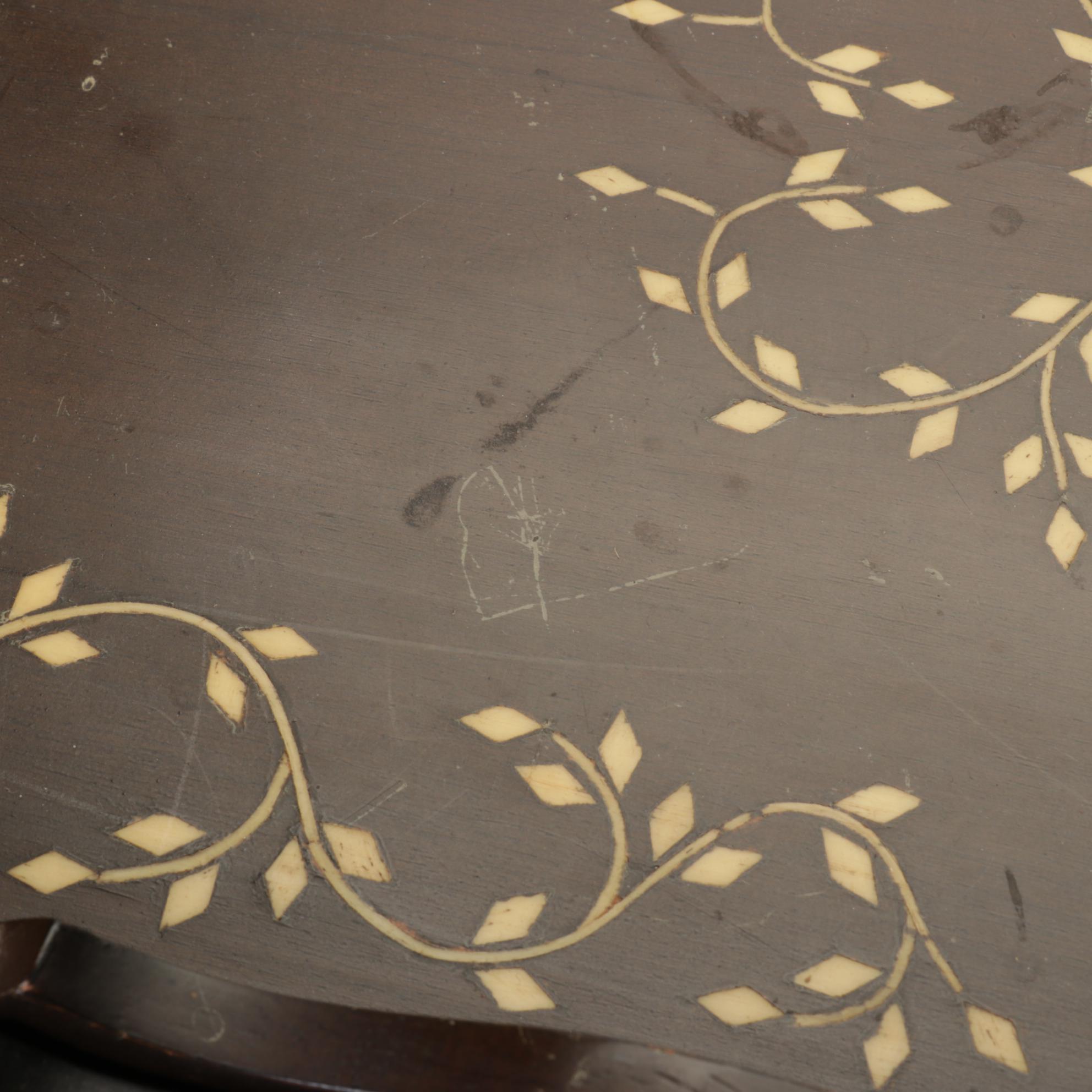 Vermillion Walnut Salad Bowl and Tongs with Nesting Inlaid Serving Trays