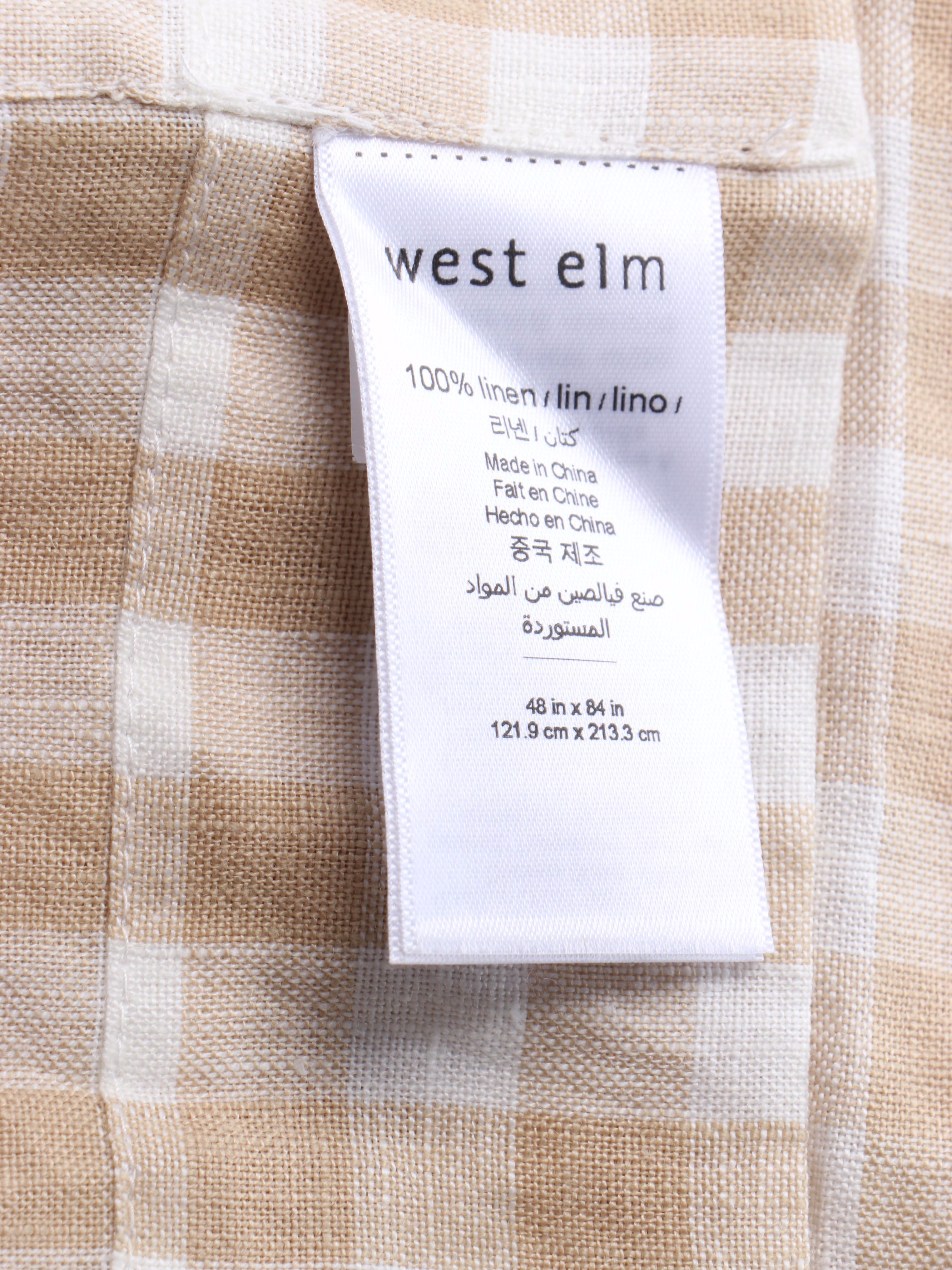 West Elm Linen Beige Buffalo Plaid 84" Curtain Panels, Red Gingham Cafe Curtains