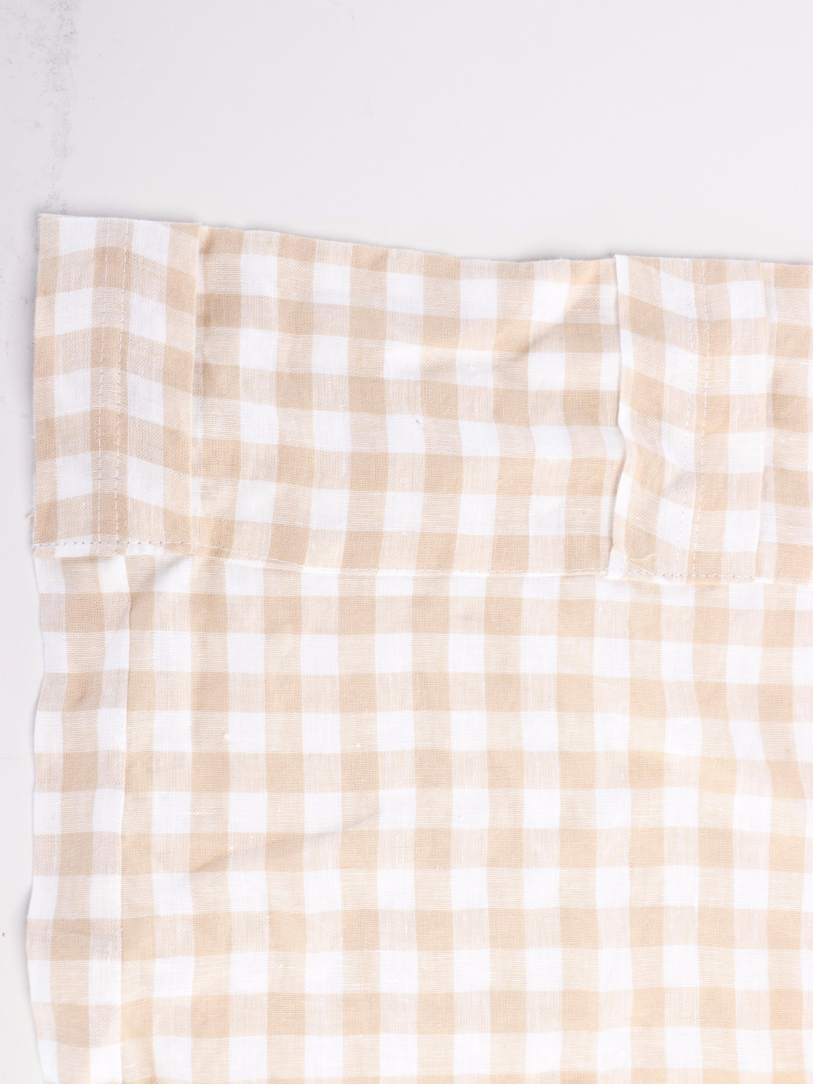 West Elm Linen Beige Buffalo Plaid 84" Curtain Panels, Red Gingham Cafe Curtains