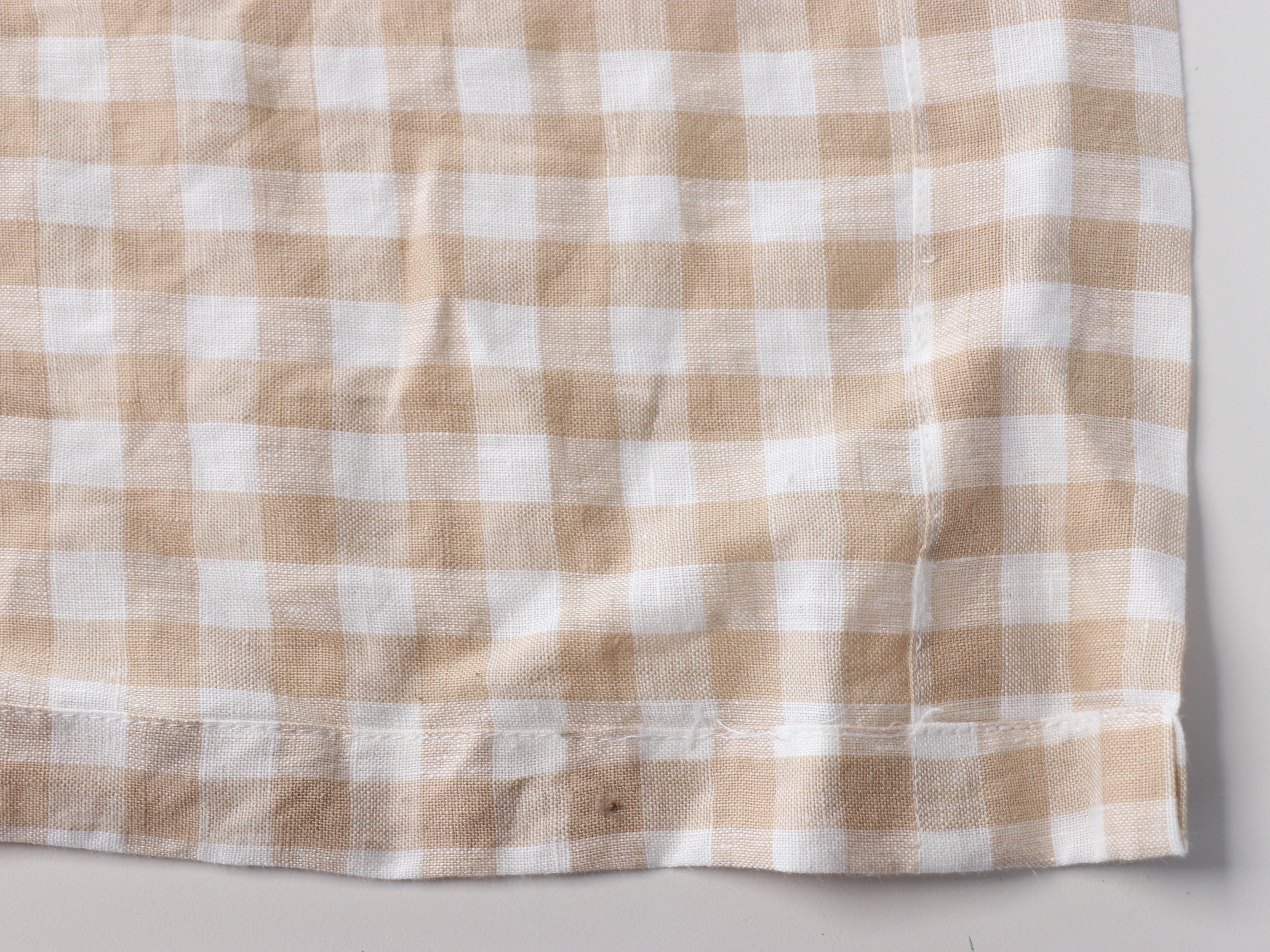 West Elm Linen Beige Buffalo Plaid 84" Curtain Panels, Red Gingham Cafe Curtains