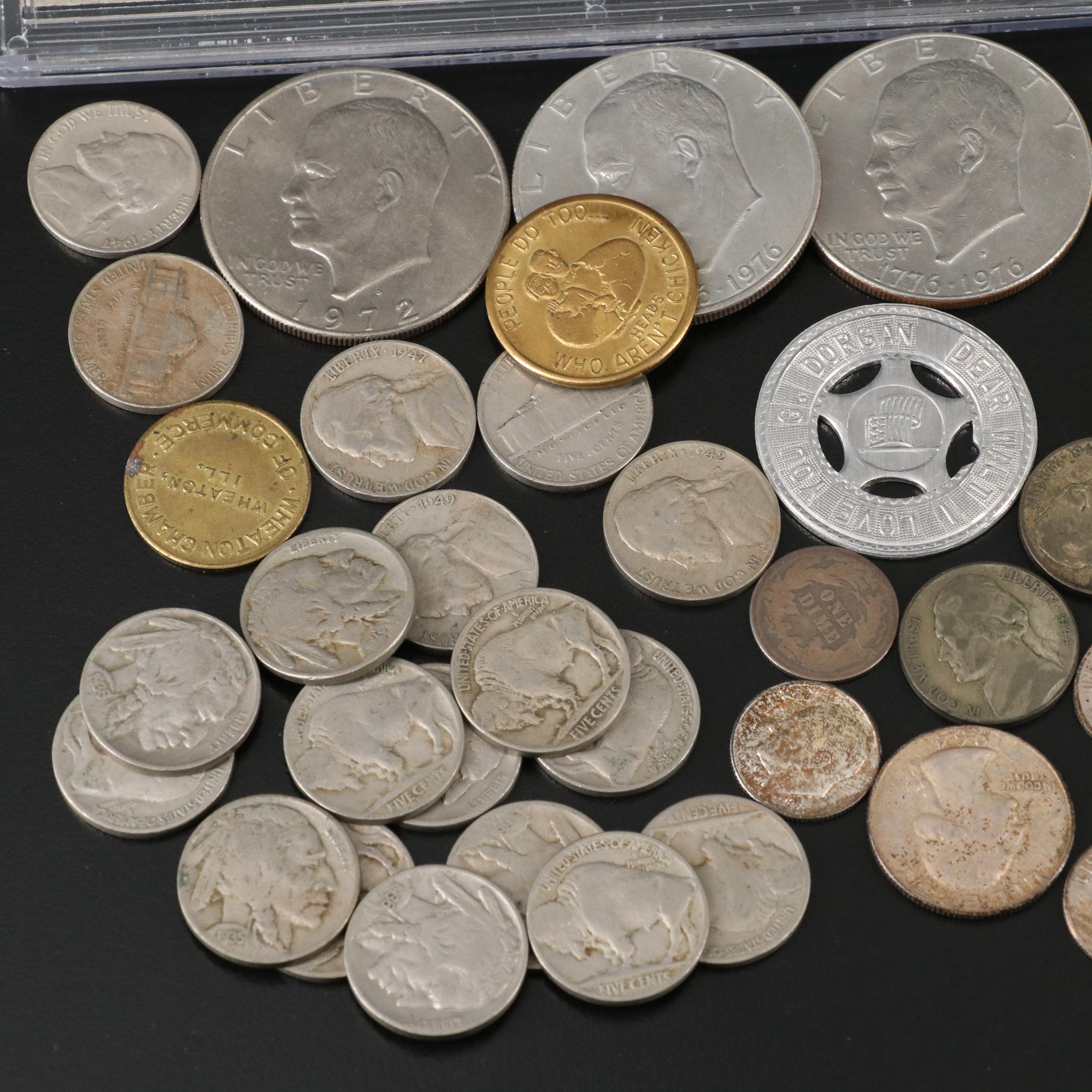 Small Coin Collection Including American Silver and Novelty Items