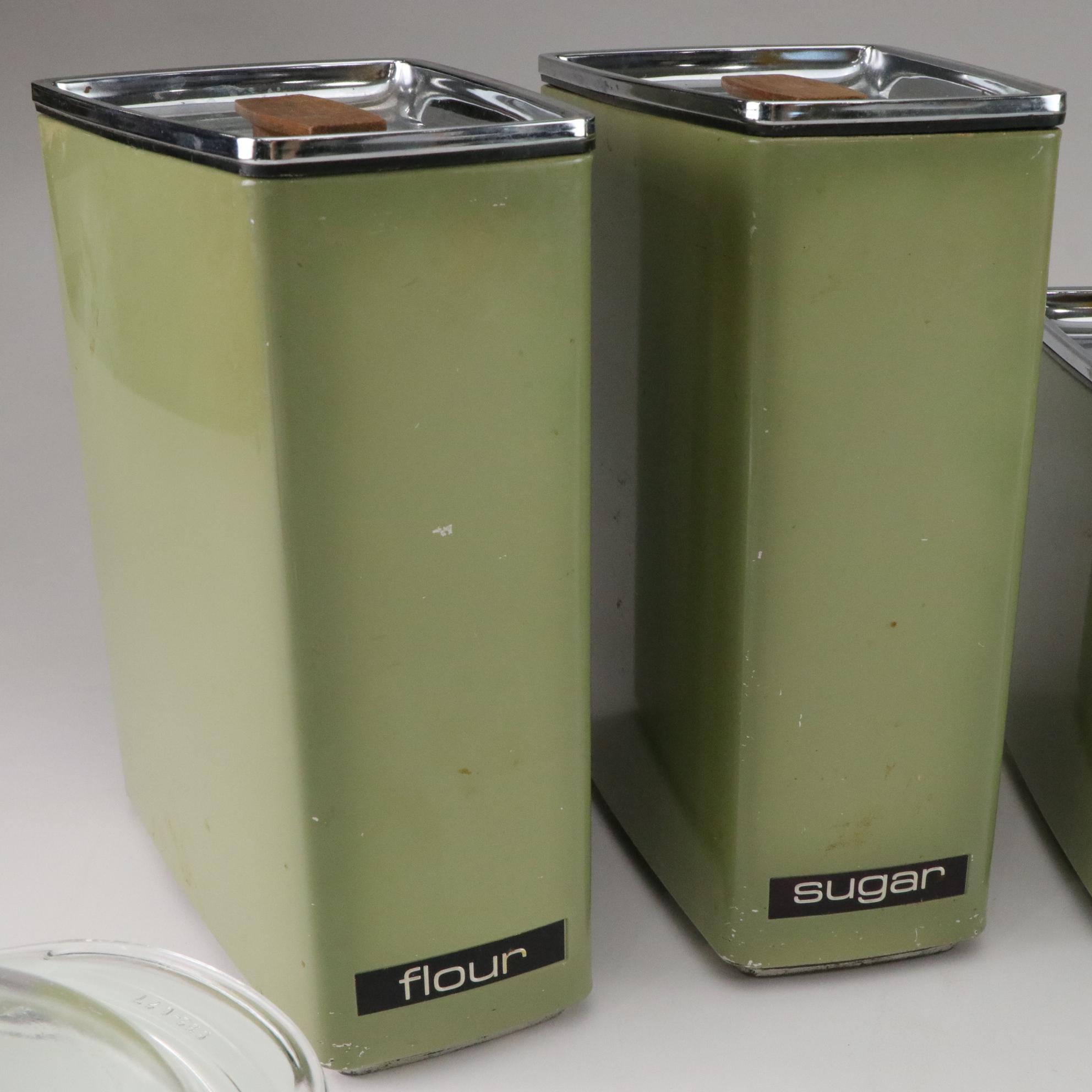 Mid Century Modern Lincoln "BeautyWare" Canisters with Fire King and Pyrex