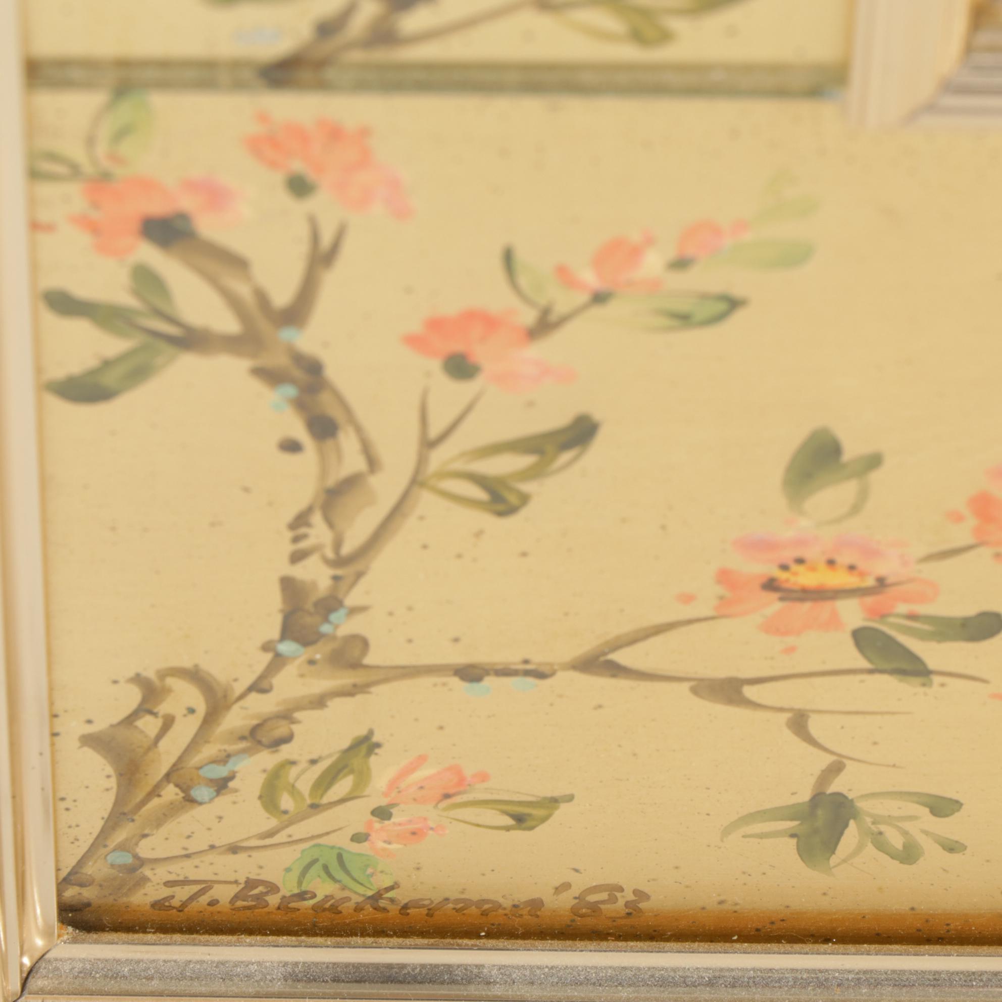 LaBarge Hand Painted Chinoiserie Eglomise Wall Mirror, 1983