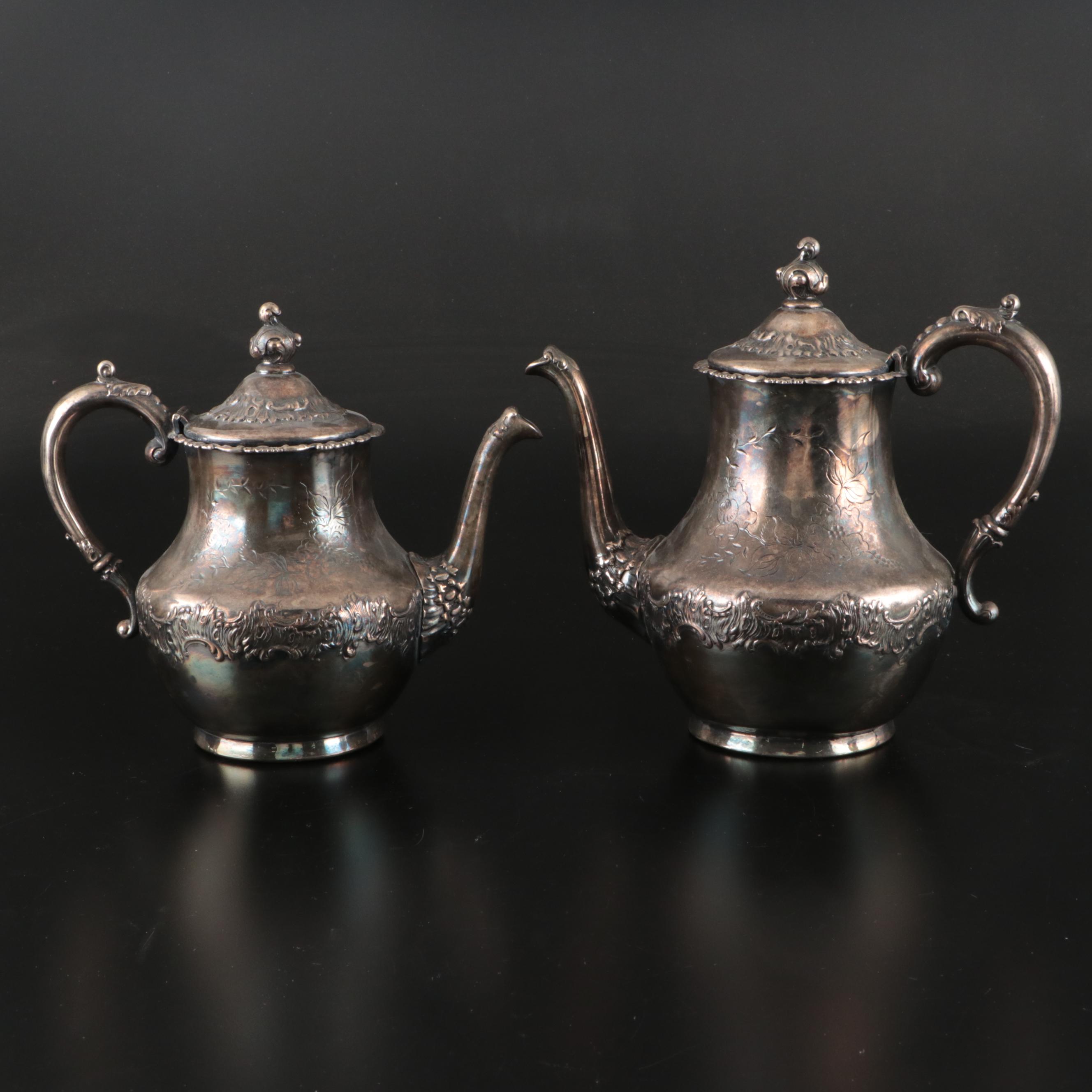 Pairpoint Silver Plate Teapots with Homan Teapot and Pitcher, 20th Century
