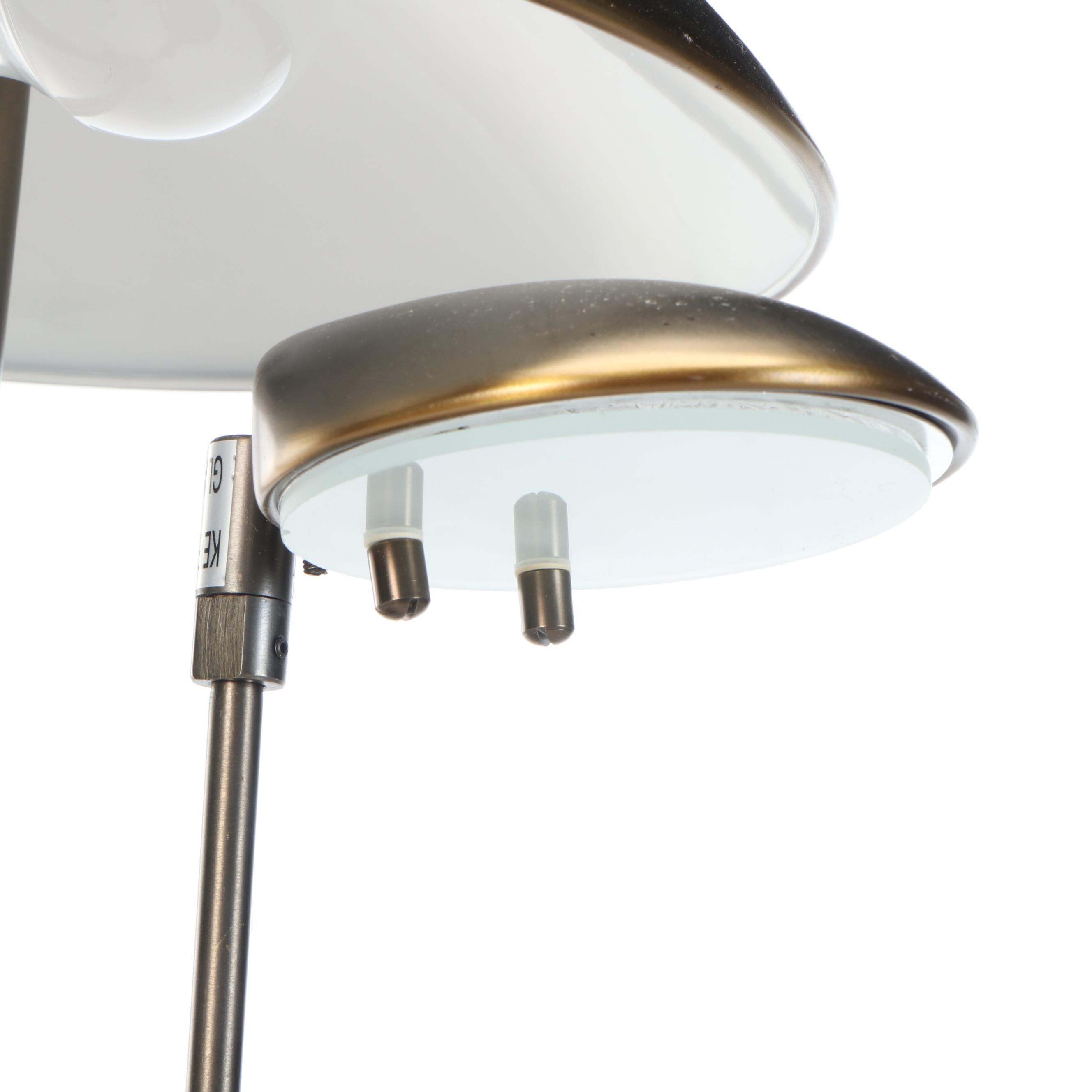 Levenger Postmodern Style Aged Brass Desk Lamp with Cantilever Task Light