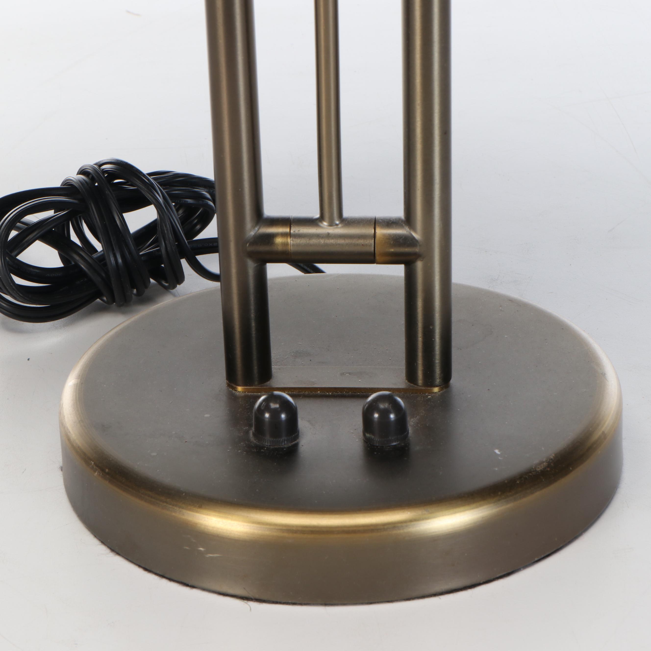 Levenger Postmodern Style Aged Brass Desk Lamp with Cantilever Task Light