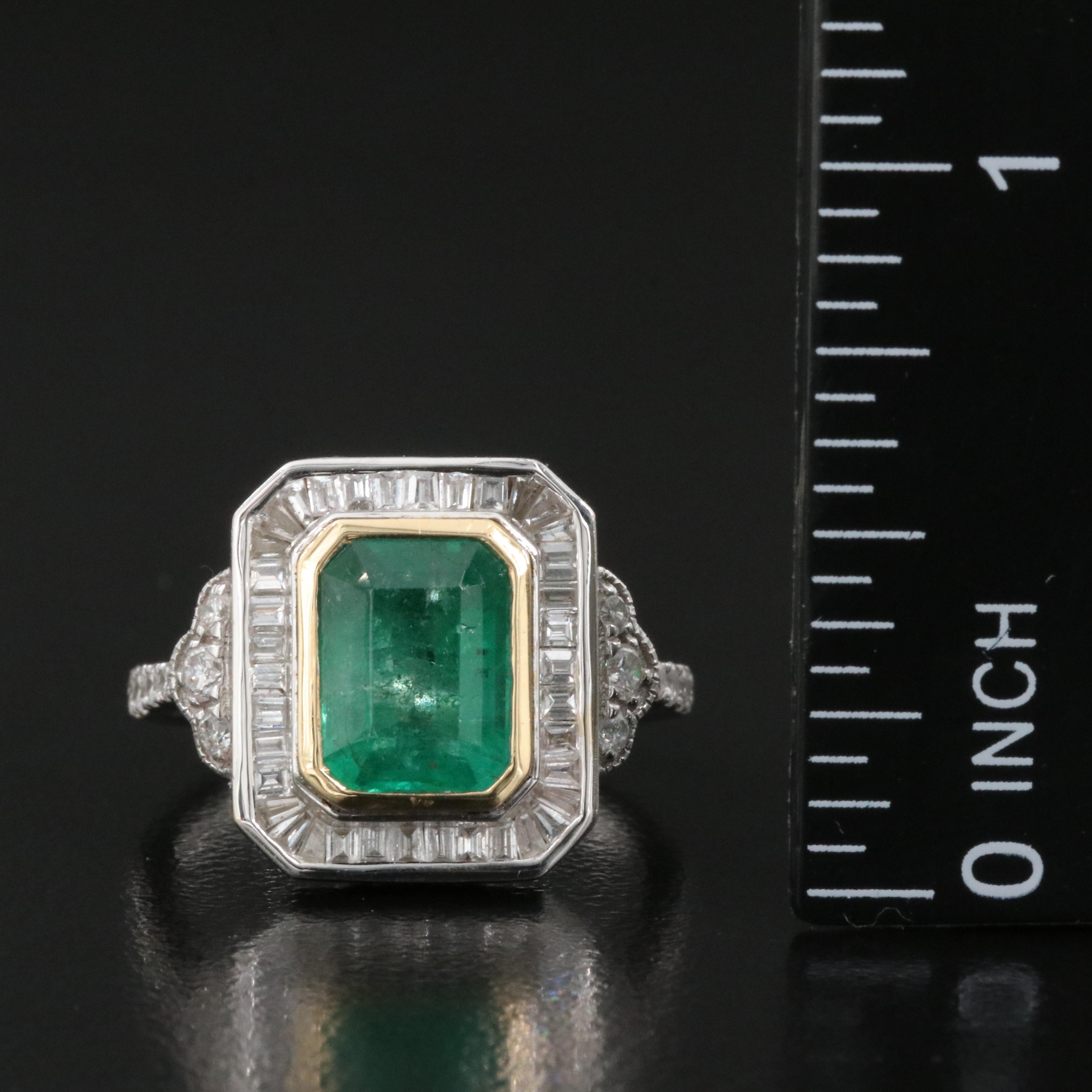 Oscar Friedman 2.10 CT Emerald and Diamond Ring