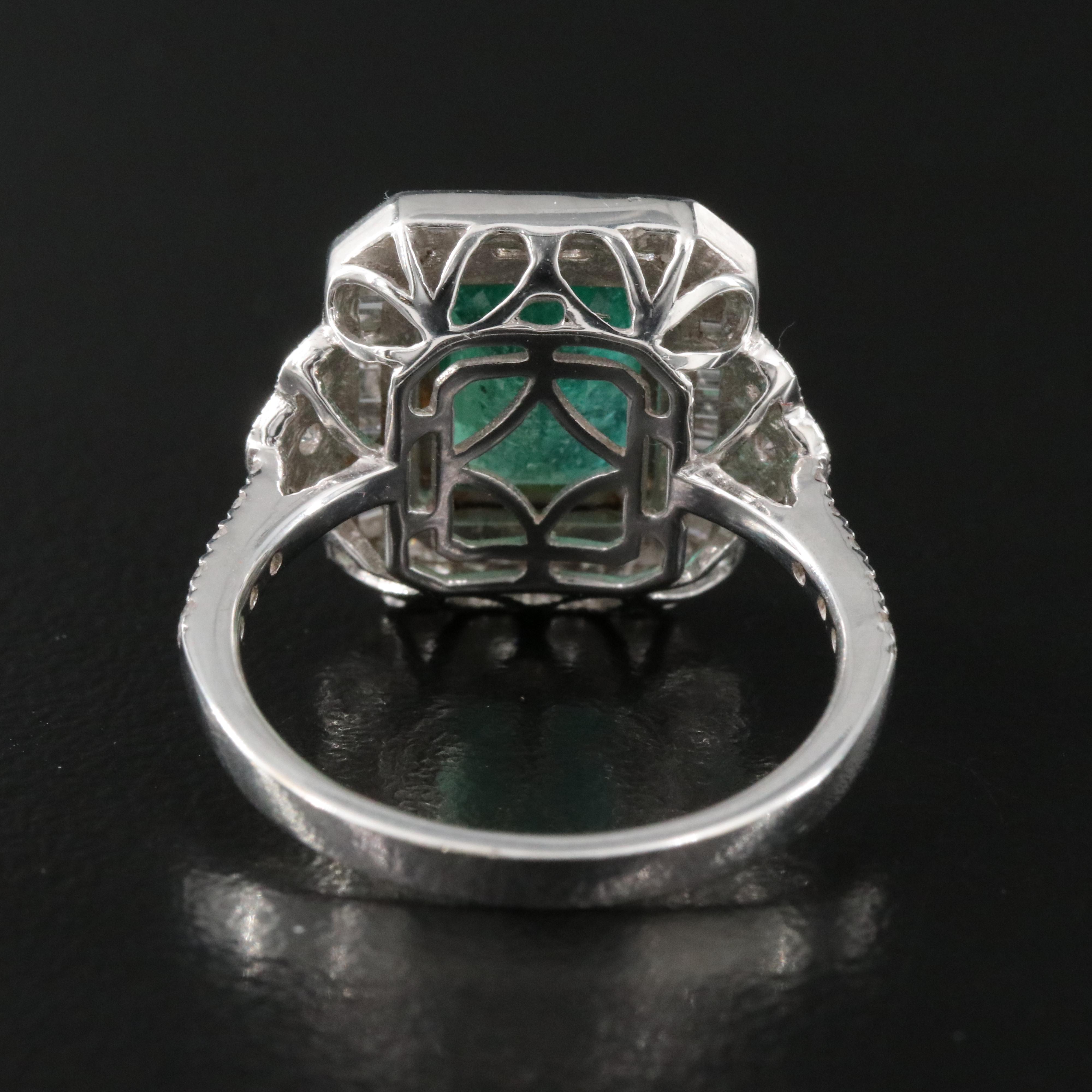Oscar Friedman 2.10 CT Emerald and Diamond Ring