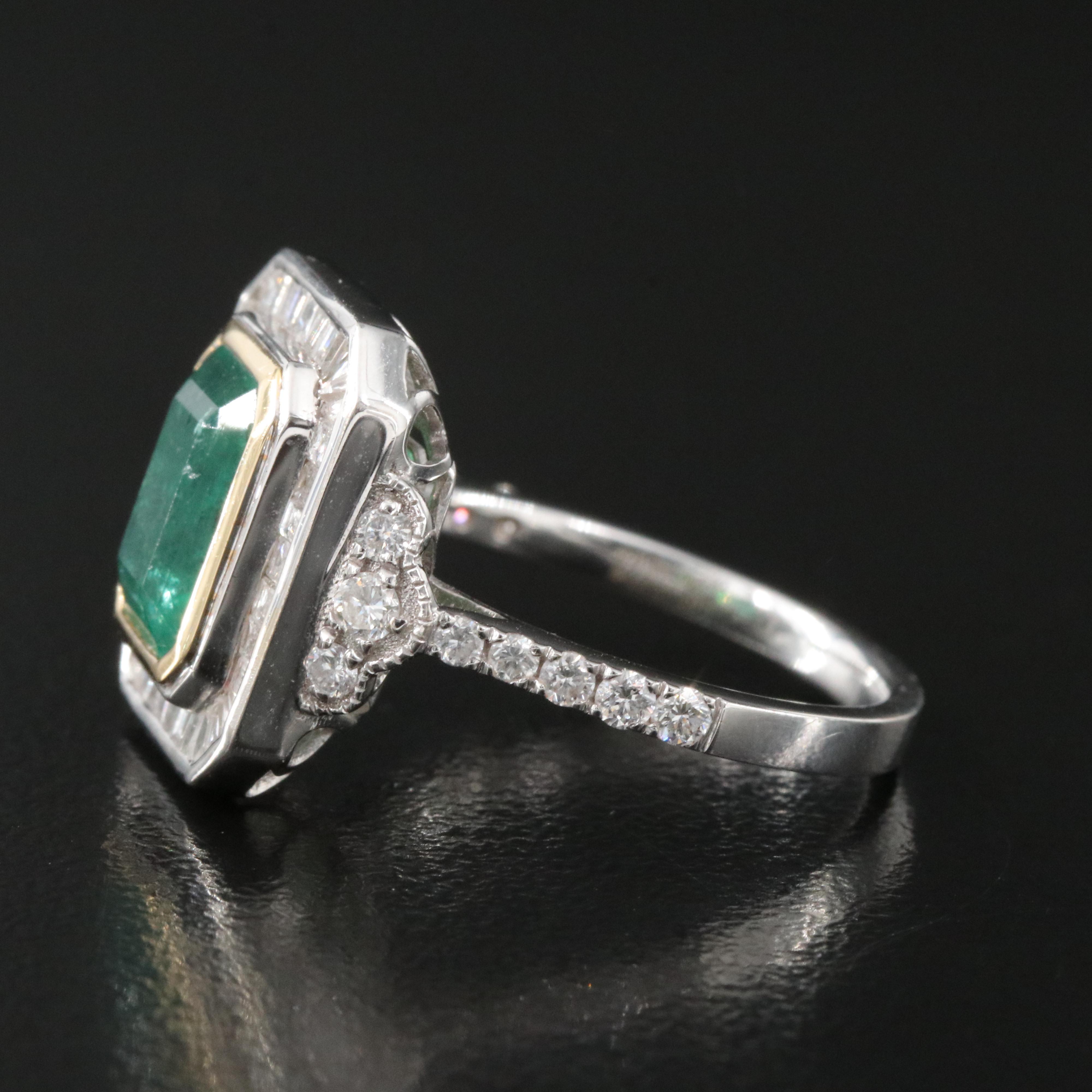 Oscar Friedman 2.10 CT Emerald and Diamond Ring