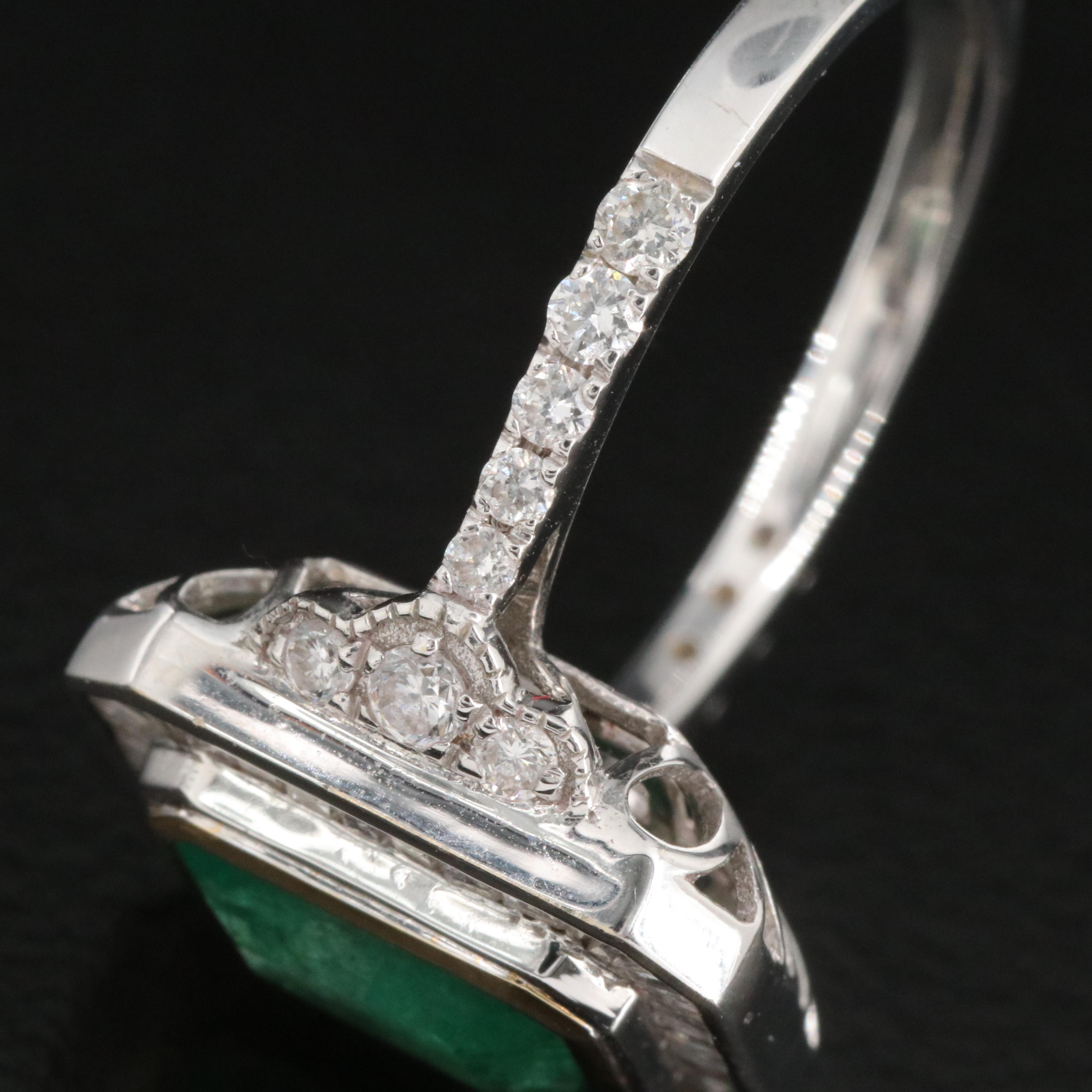 Oscar Friedman 2.10 CT Emerald and Diamond Ring