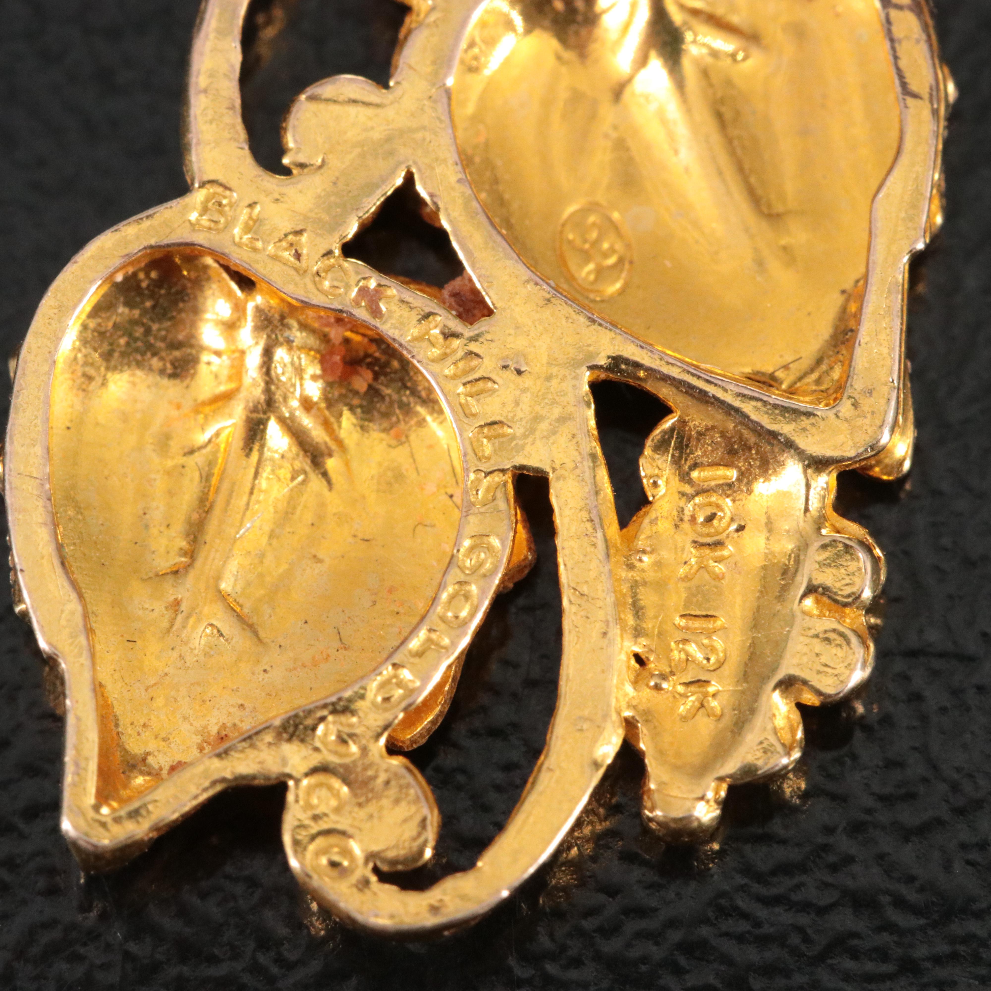 10K and 12K Tri -Tone Gold Grape Vine Pendant Featuring Rose and Green Gold