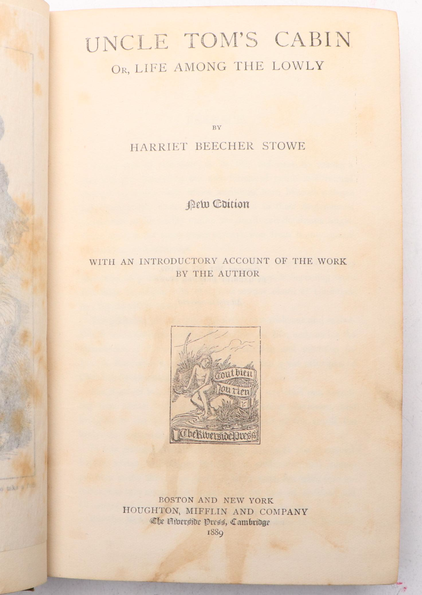 New Edition "Uncle Tom's Cabin" by Harriet Beecher Stowe, 1889